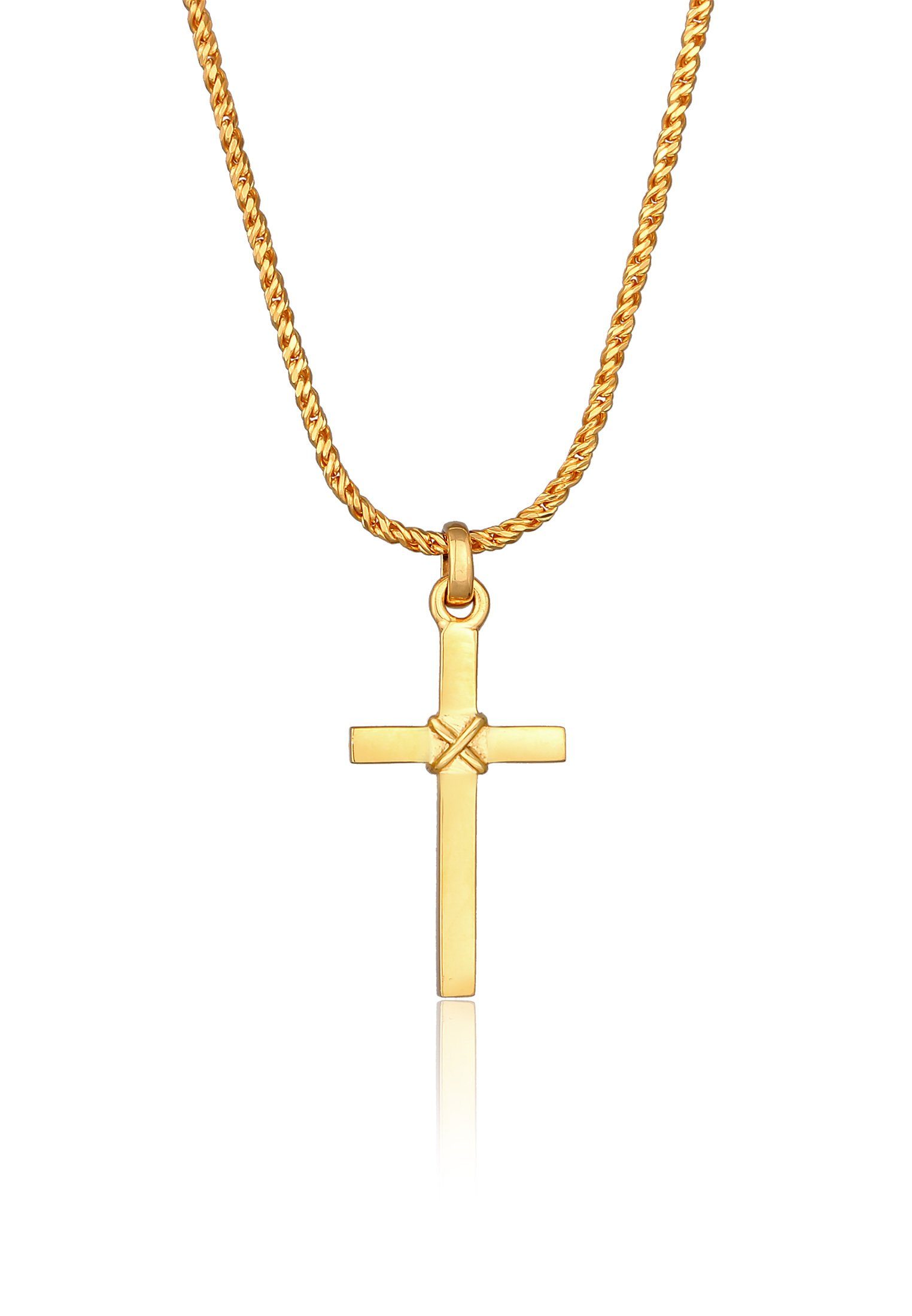 Silber, Herren Kuzzoi Kreuz Kordelkette Flach Gold Kette Kreuz 925 Anhänger mit