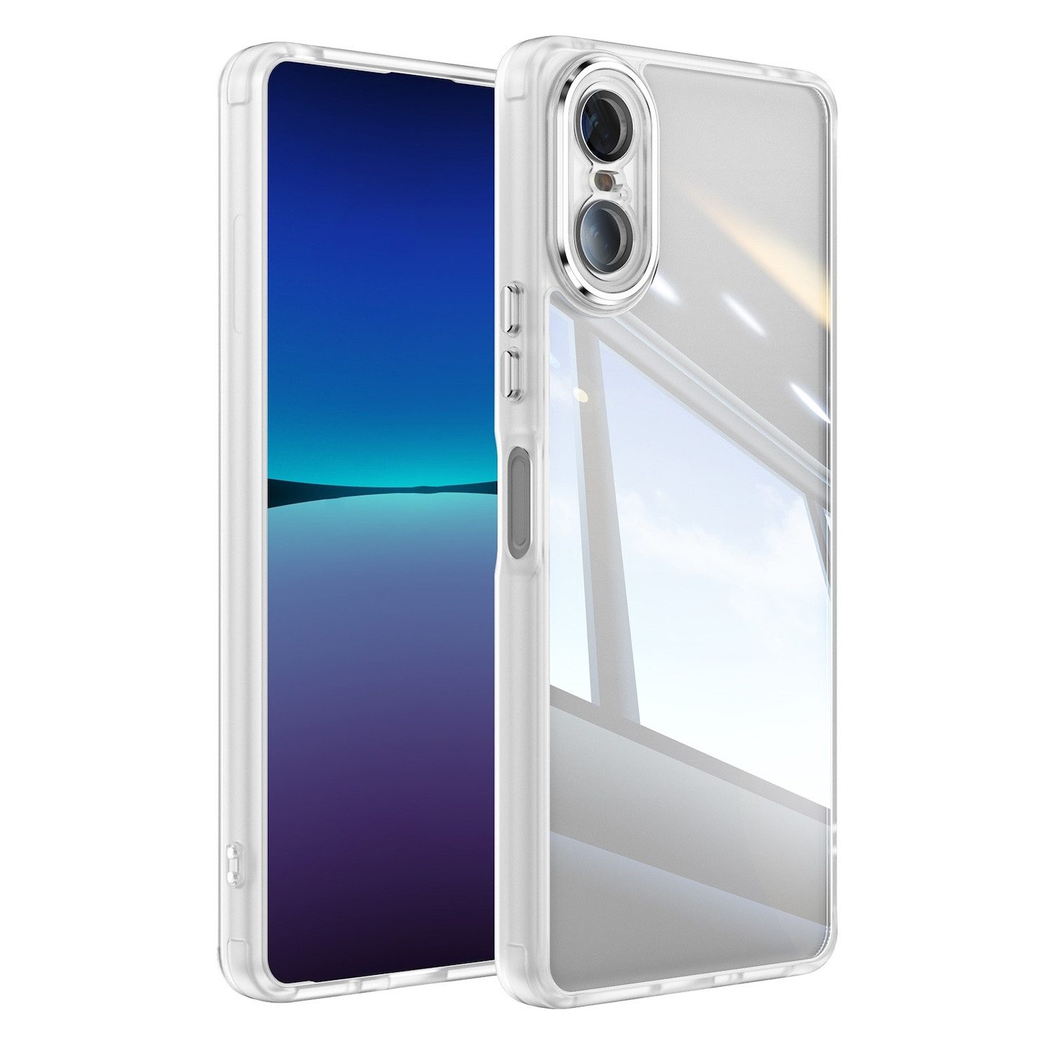 Wigento Handyhülle Für Sony Xperia 10 VI Armor Hybrid Acryl TPU Schock Hülle Transparent