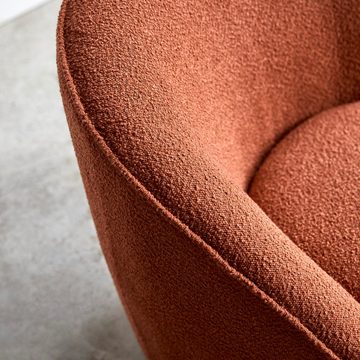 Tikamoon Sessel Soren Soren - Sessel aus Akazienholz mit terrakottafarbenem Stoffbezug