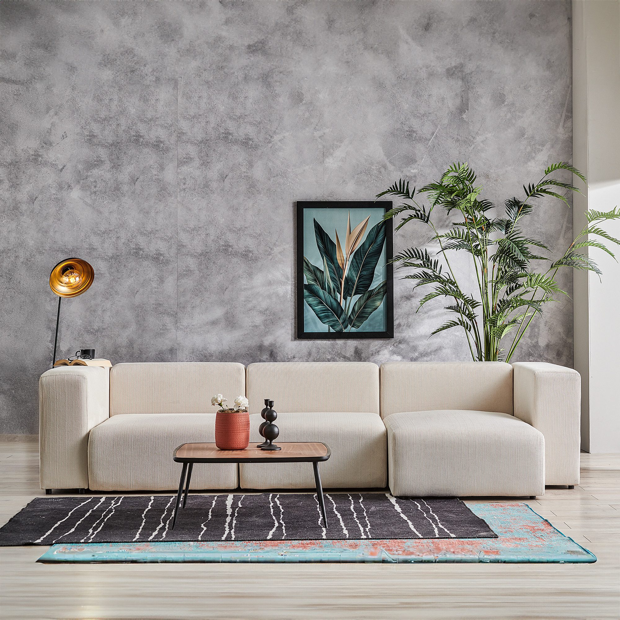en.casa Sofaelement, »Suldal« Sofa-Modul Mittelelement Cord Beige