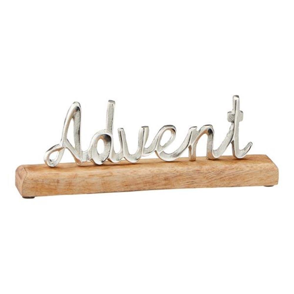 Cepewa deko schriftzug advent aus mangolholz und metall 30 x 11 x 5