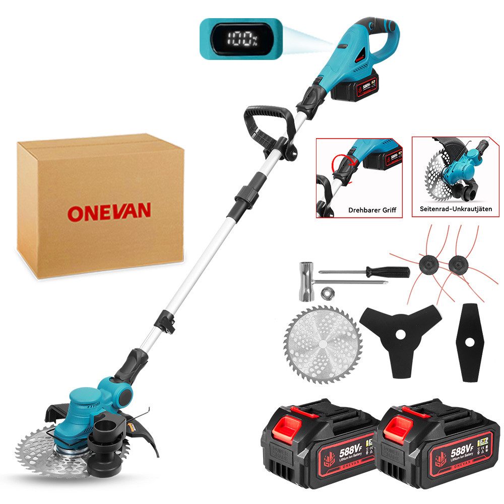 ONEVAN Akku-Rasentrimmer Bürstenloser Elektro Rasentrimmer mit günstig online kaufen