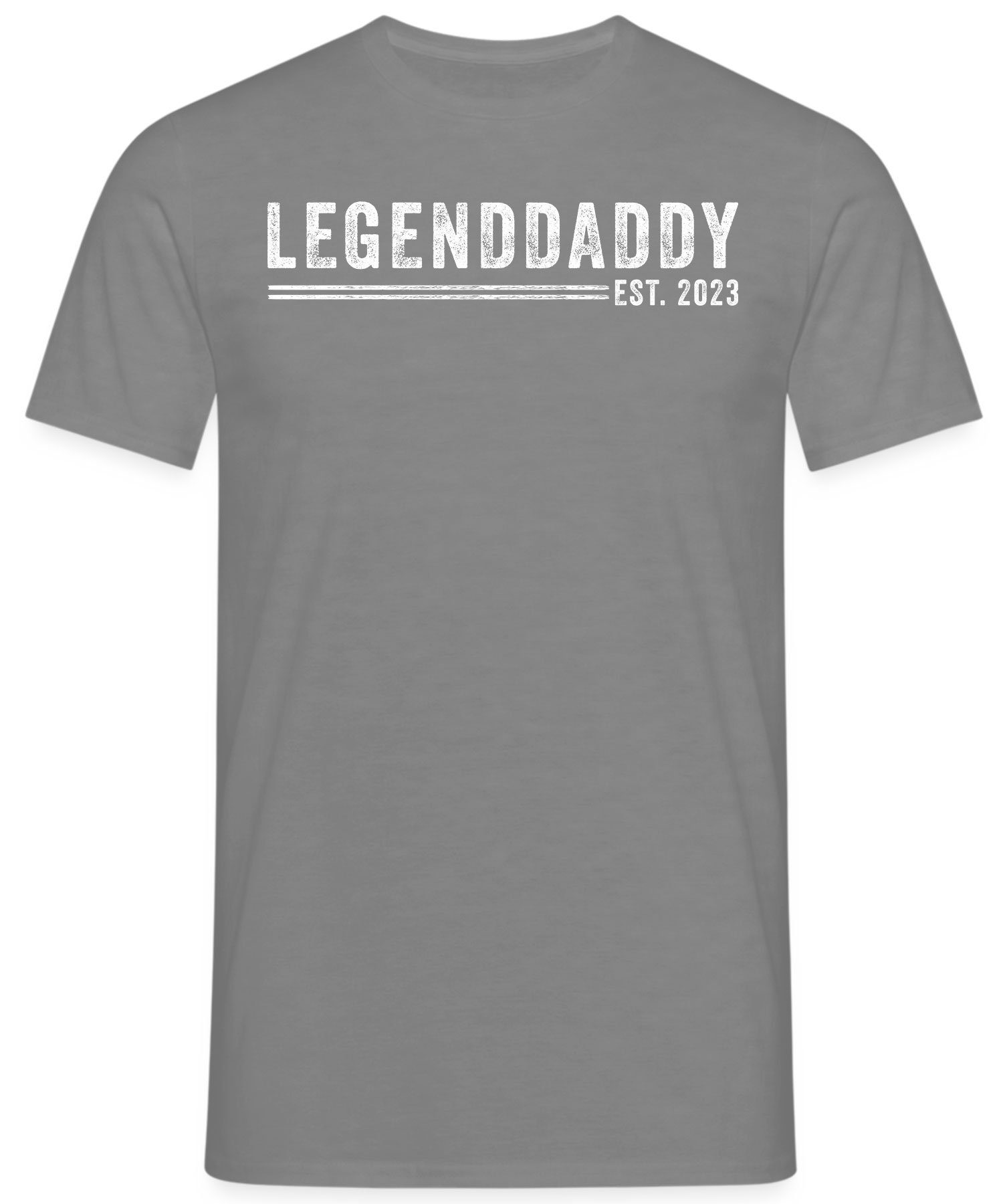 Legenddaddy Heather Herren Quattro Formatee (1-tlg) Vatertag Grau T-Shirt Est. Kurzarmshirt Papa 2023 Vater -
