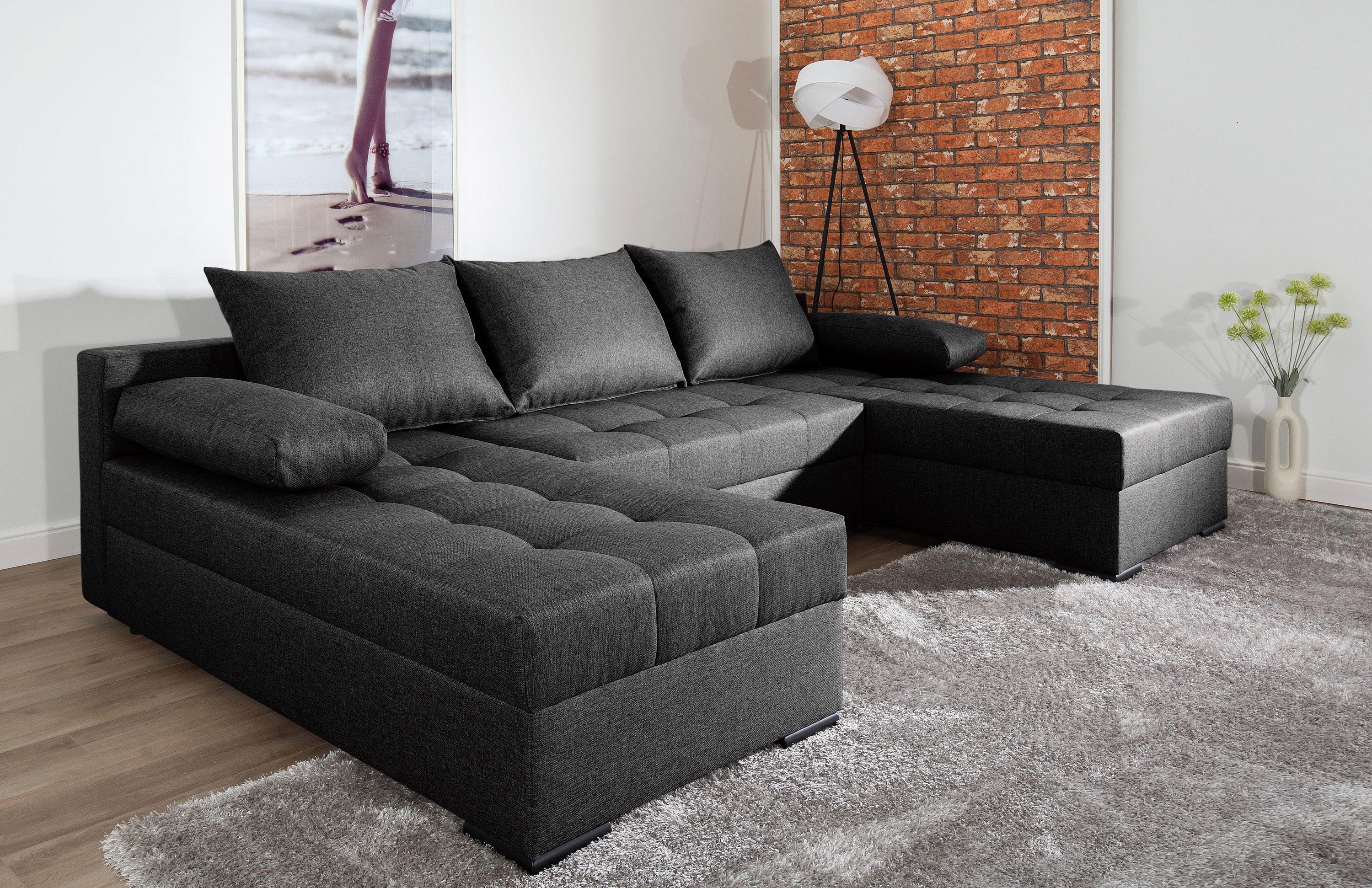 Wohnlandschaft Josy, U-Form, Schlafsofa mit Bettkasten