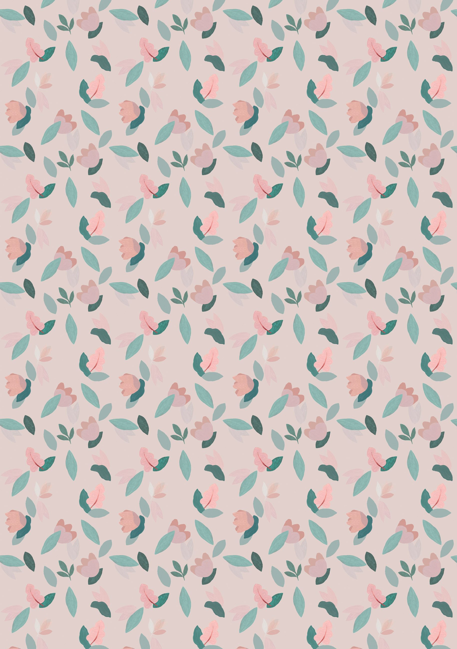 Rasch Fototapete Blätter in Rosa, Roomblush ParisParis RB206 - 2,85m x 2,00m, glatt, floral, gemustert, mehrfarbig, geblümt, (1 Rolle, 1 St)