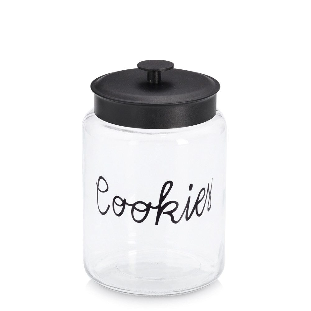 Zeller Present Vorratsglas Vorratsglas "Cookies" m. Metalldeckel, Glas/Metall, 4200 ml, Glas/Metall, transparent/schwarz, ca. Ø 17,3 x 26,4 cm