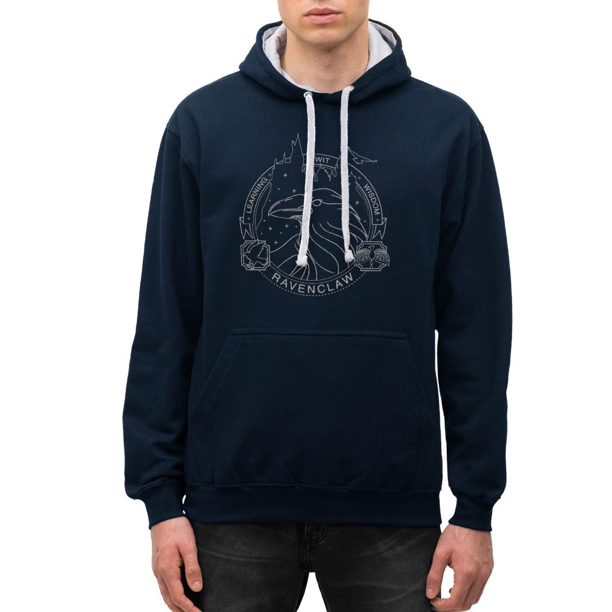 Spreadshirt Hoodie Harry Potter Ravenclaw Silver Unisex Kontrast Hoodie (1-tlg)
