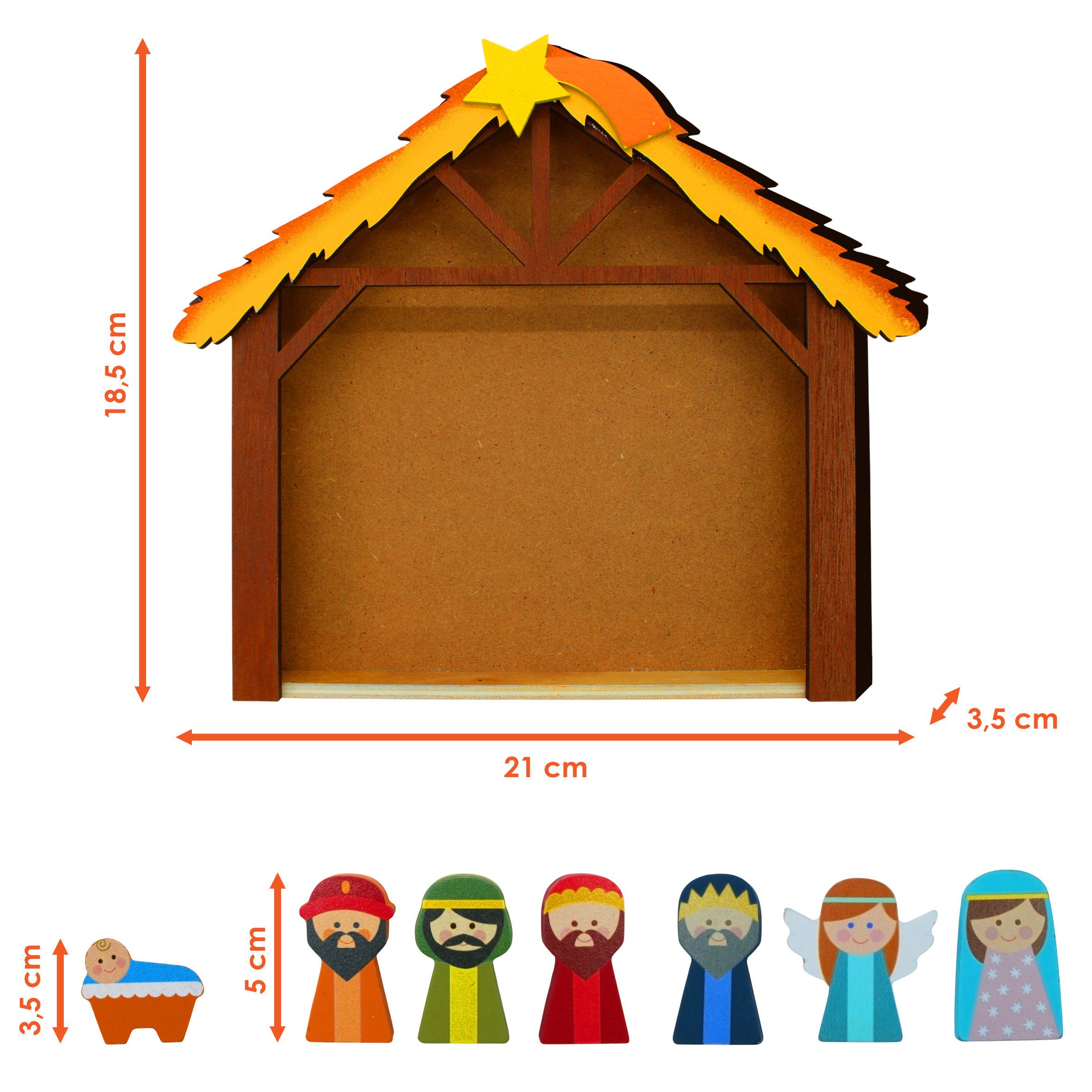 Spetebo Krippenfigur Holzkrippe bunt für Spiel und Dekoration - 8 teilig (Anzahl, 1 St., Stück), kindgerecht & robust