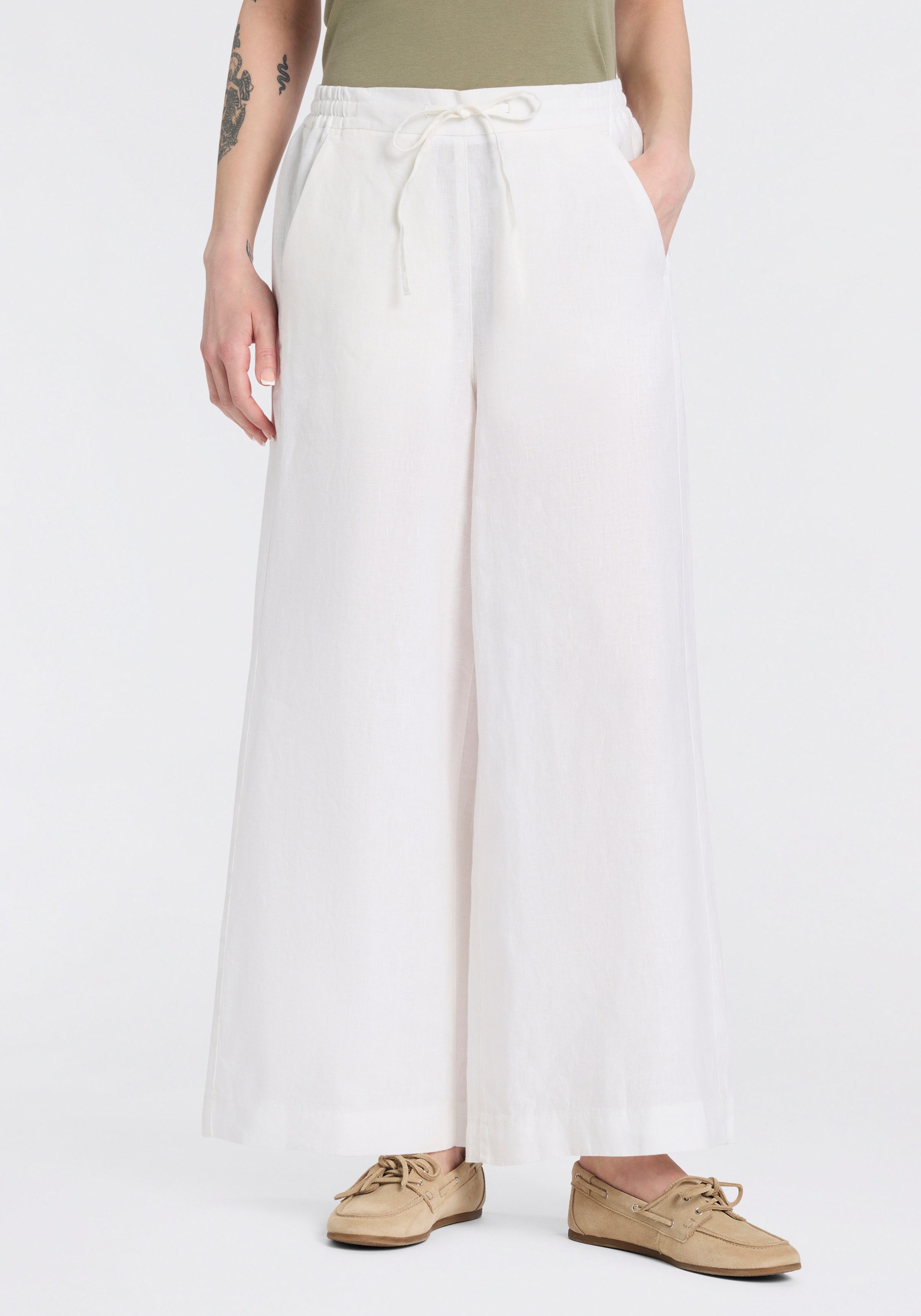MAC Leinenhose gestreift mit Kordelzug