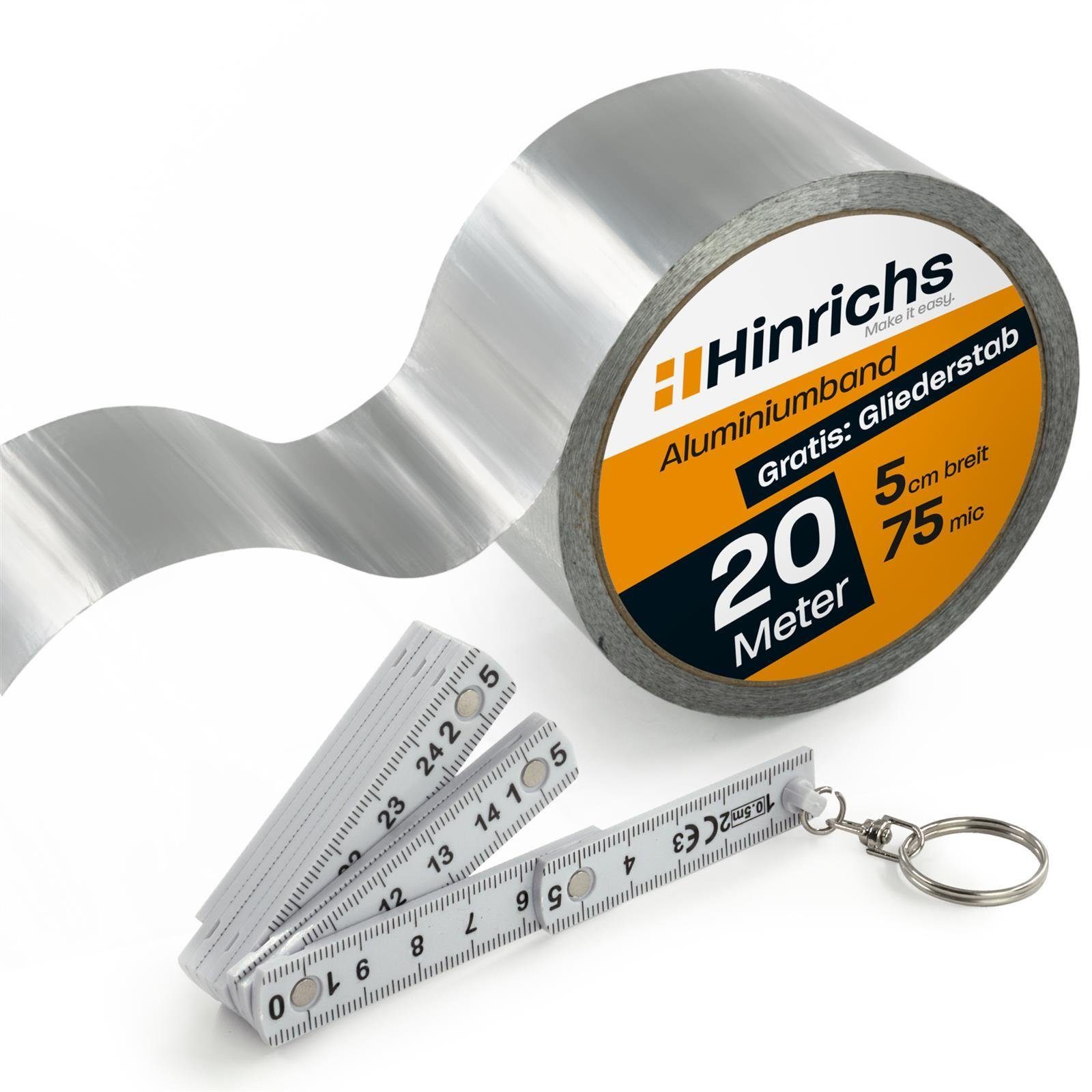 Hinrichs Klebeband Hinrichs Aluminium Klebeband 20 m x 50 mm (wp) 20 m x 50 mm - hitzebeständig