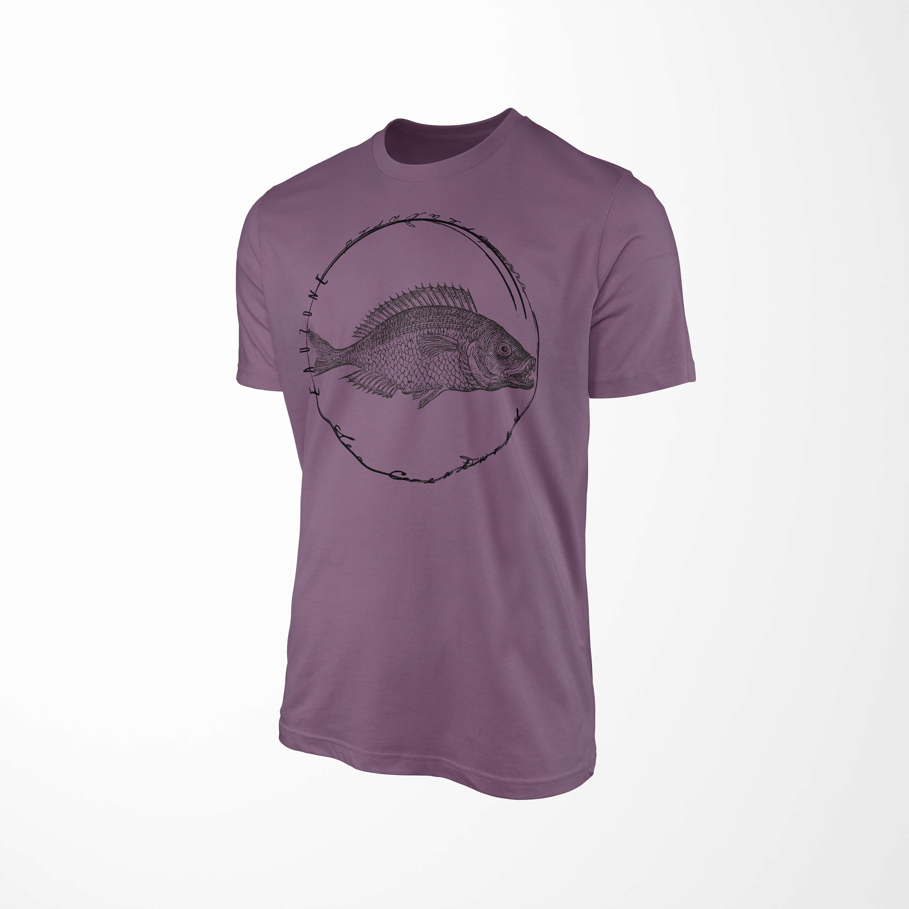 Sinus Art T-Shirt T-Shirt - Creatures, und Tiefsee 087 sportlicher / Fische feine Serie: Sea Shiraz Schnitt Struktur Sea