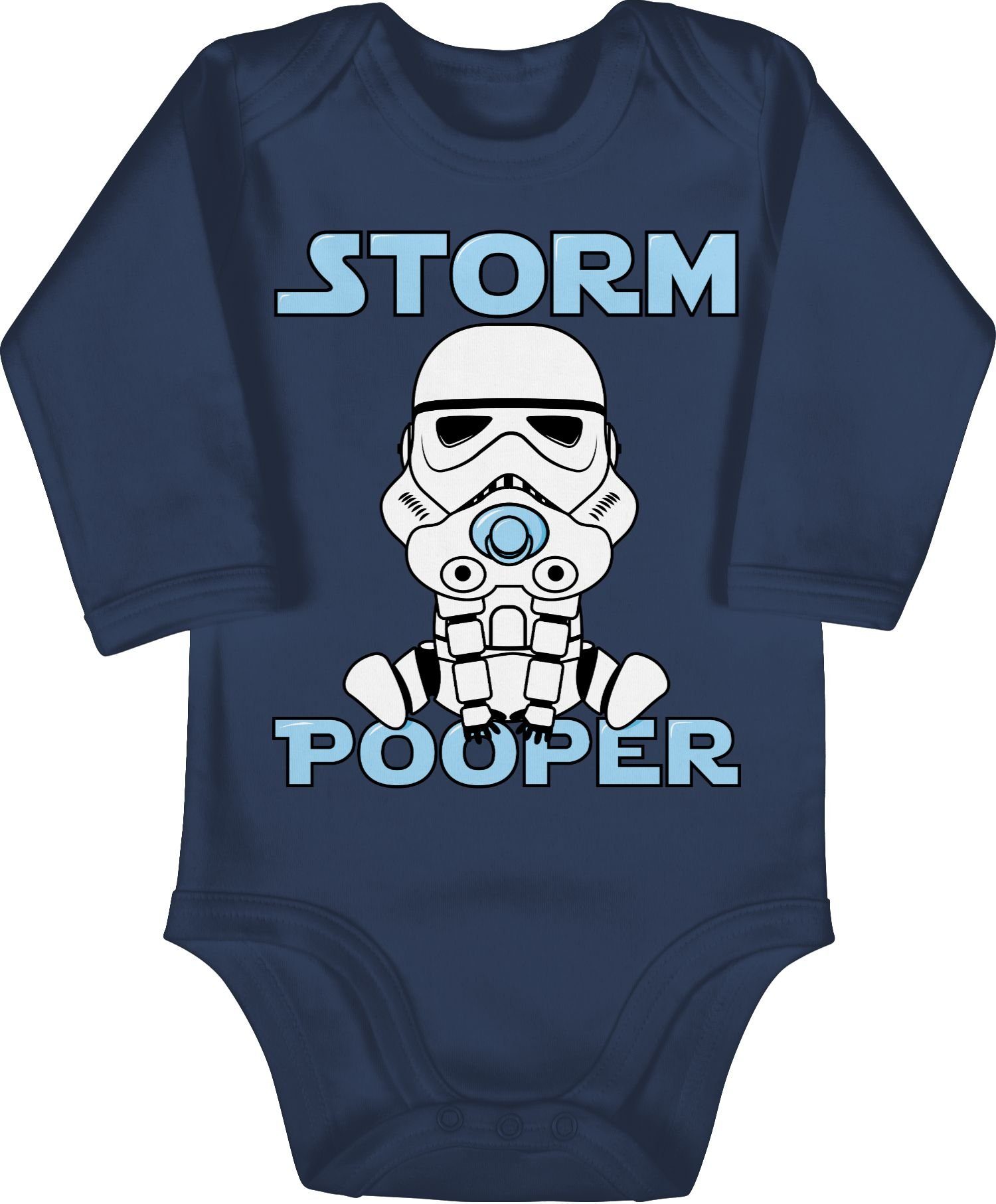 Shirtracer Shirtbody Storm Pooper Stormpooper Sprüche Baby 1 Navy Blau