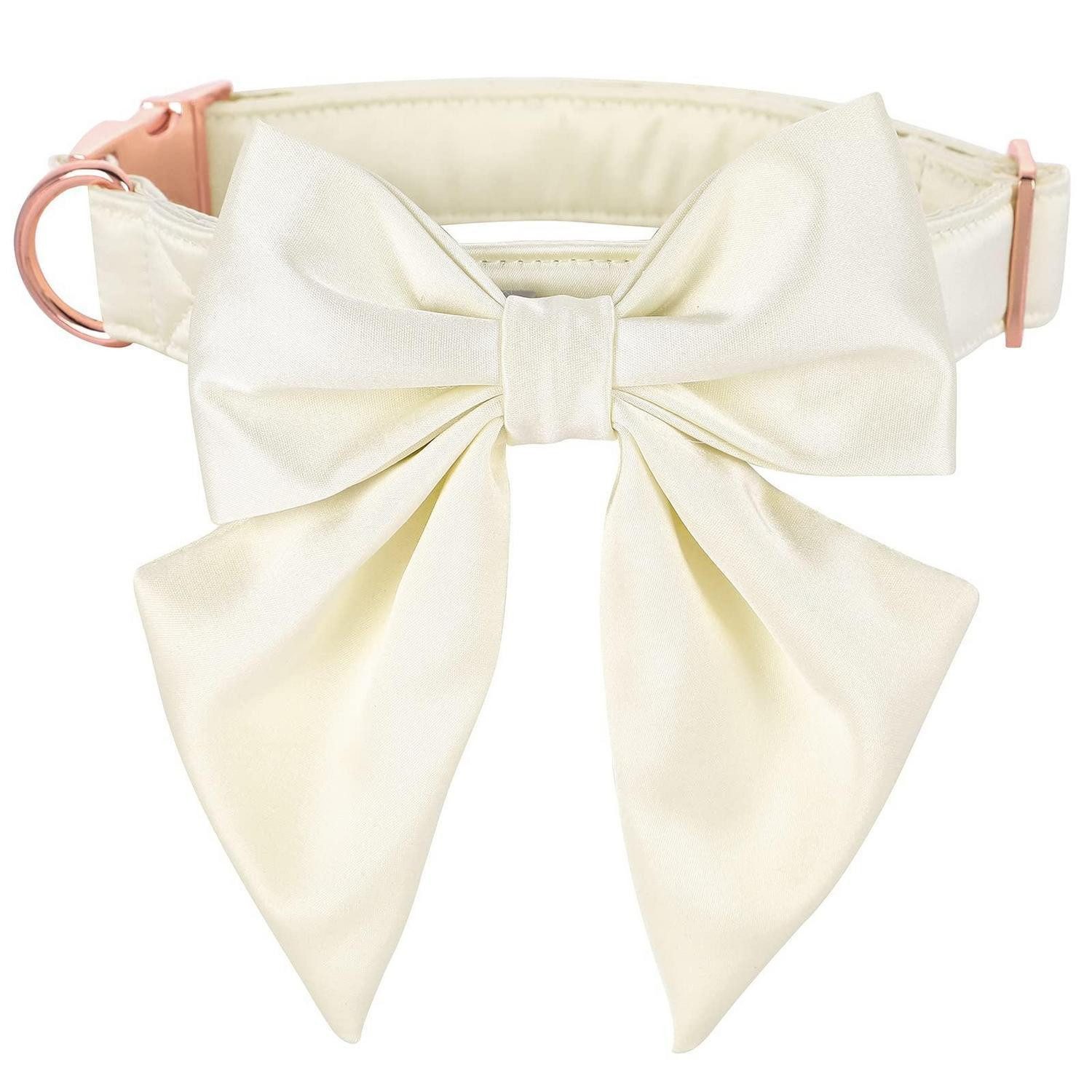 LuxusKollektion Hundefliege Hundehalsband mit Fliege S weiß, Textil
