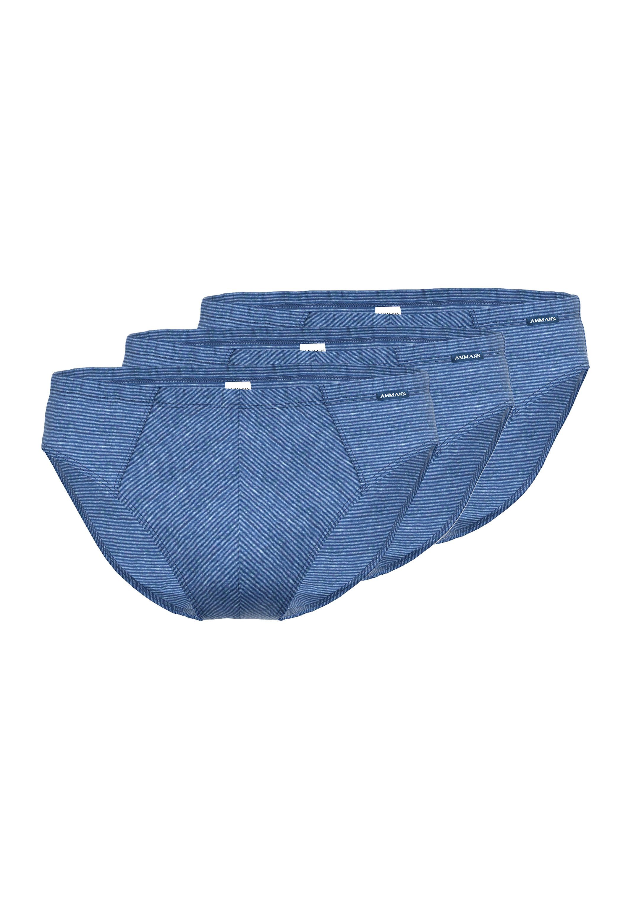 Ammann Slip 3er Pack Jeans Single (Spar-Set, 3-St) Slip / Unterhose - Baumwolle - Ohne Eingriff - Klassischer Schnitt Dunkelblau
