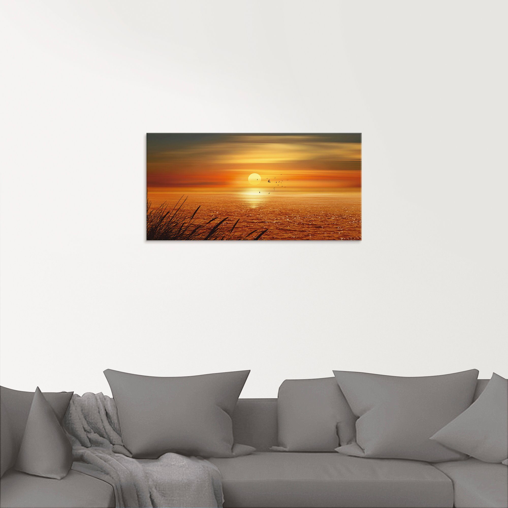 dem Größen in St), Sonnenaufgang -untergang über verschiedenen Sonnenuntergang (1 & Glasbild Artland Meer,