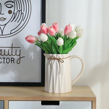 Kunstblume 10 STK Real Touch Künstliche Tulpen Gefälschte Tulpen Blumensträuße, HIBNOPN