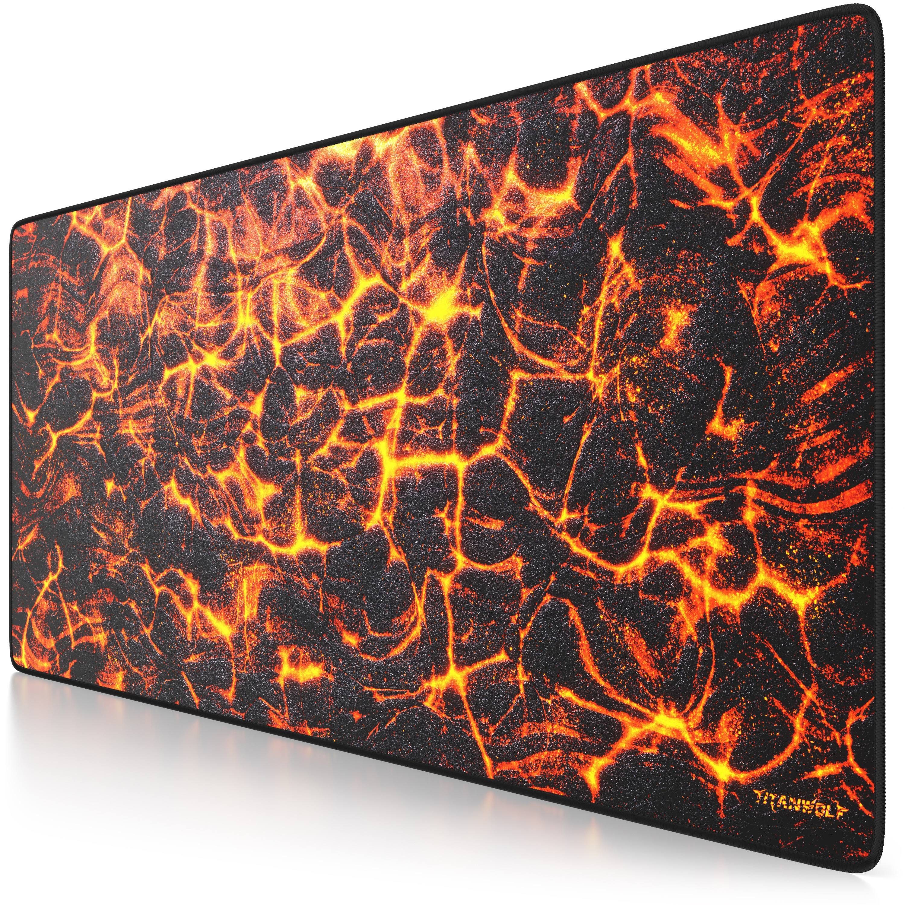 CSL Gaming Mauspad XXL Speed Mousepad 900 x 400 x 3 mm, große Tischunterlage, rutschfest, abwaschbar, Geschwindigkeit & Präzision, Lava V2