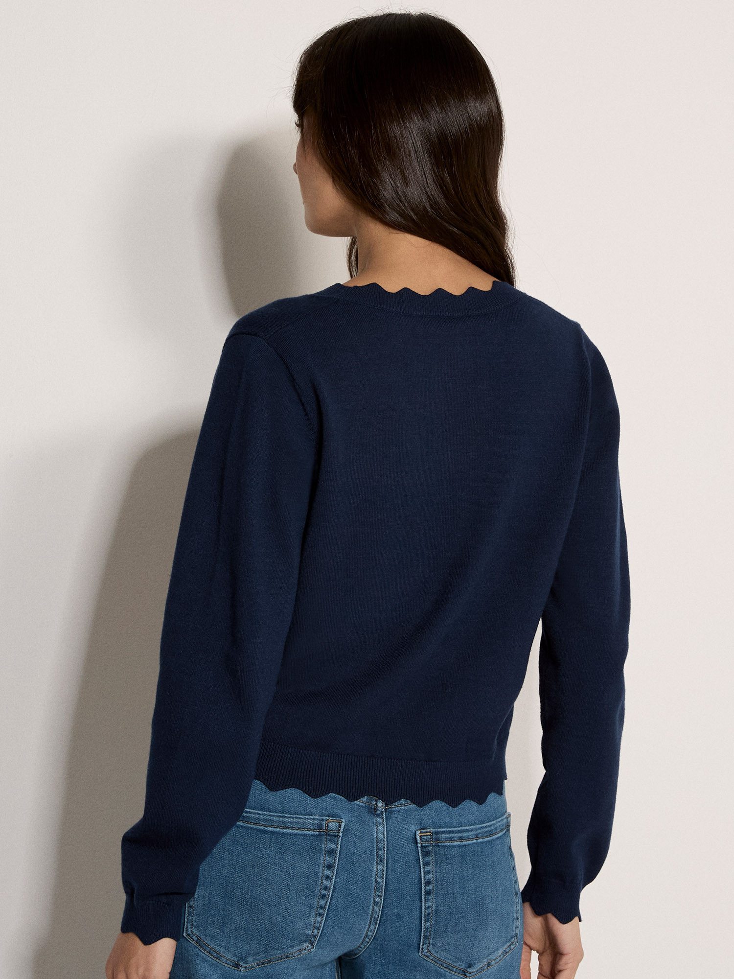 Apricot Cardigan Strickjacke mit Wellenkante Einfarbig