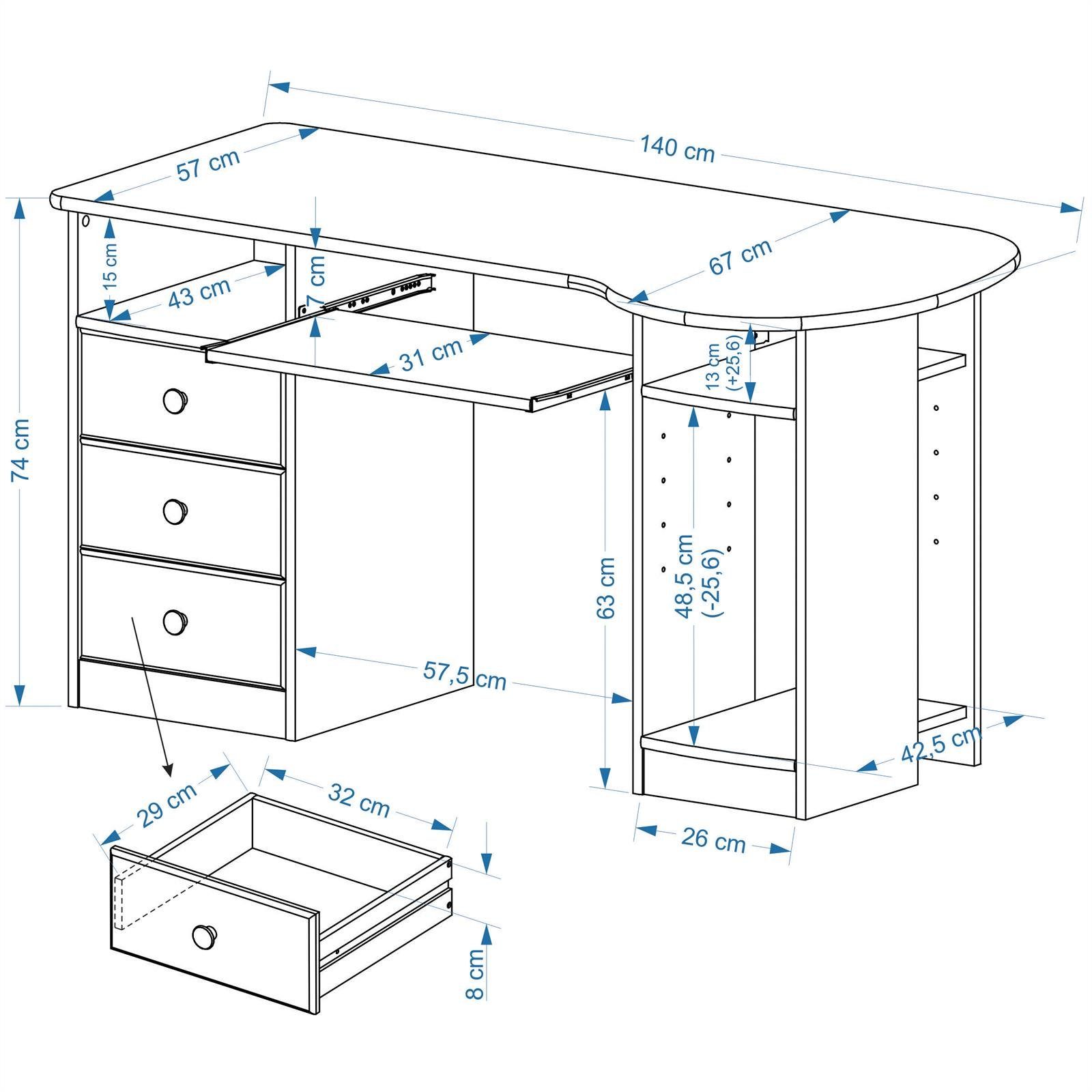 IDIMEX Schreibtisch BOB, Schreibtisch Computertisch PC-Schreibtisch, Kiefer günstig online kaufen