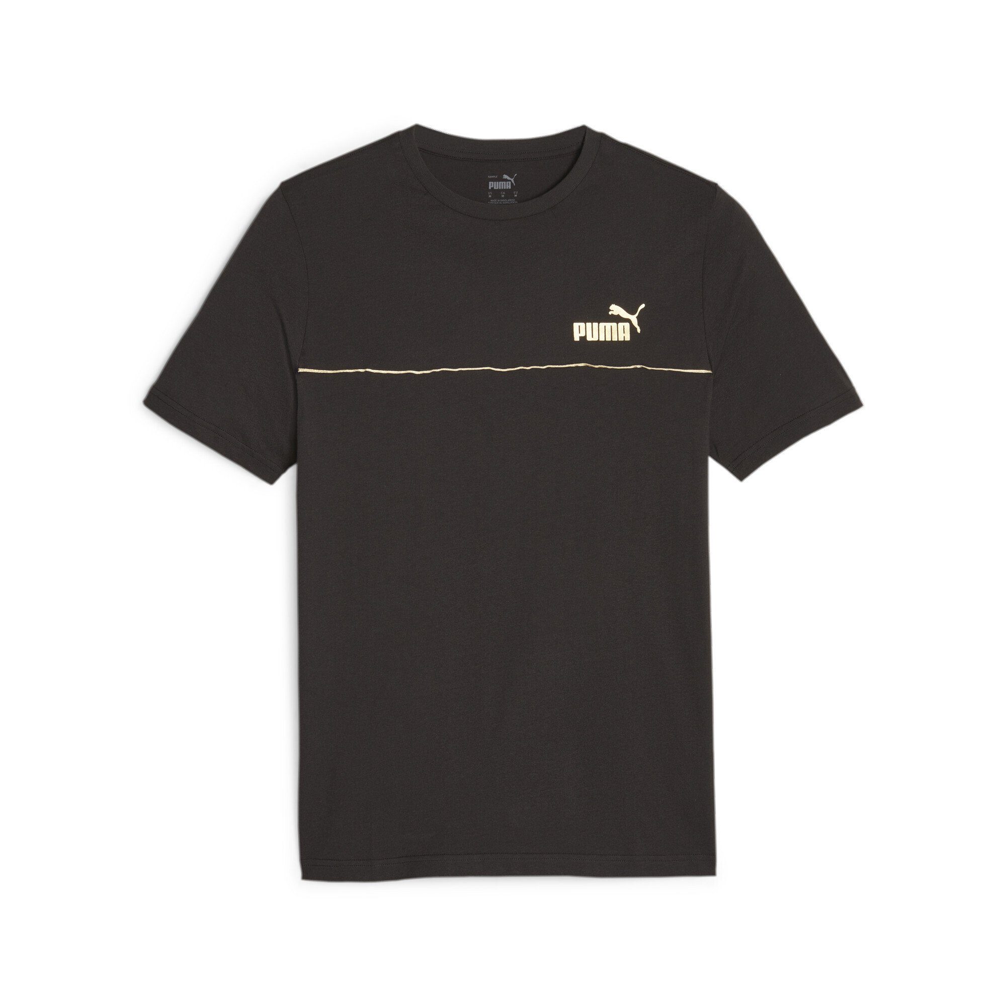 Herren ESS+ PUMA Black T-Shirt T-Shirt GOLD MINIMAL