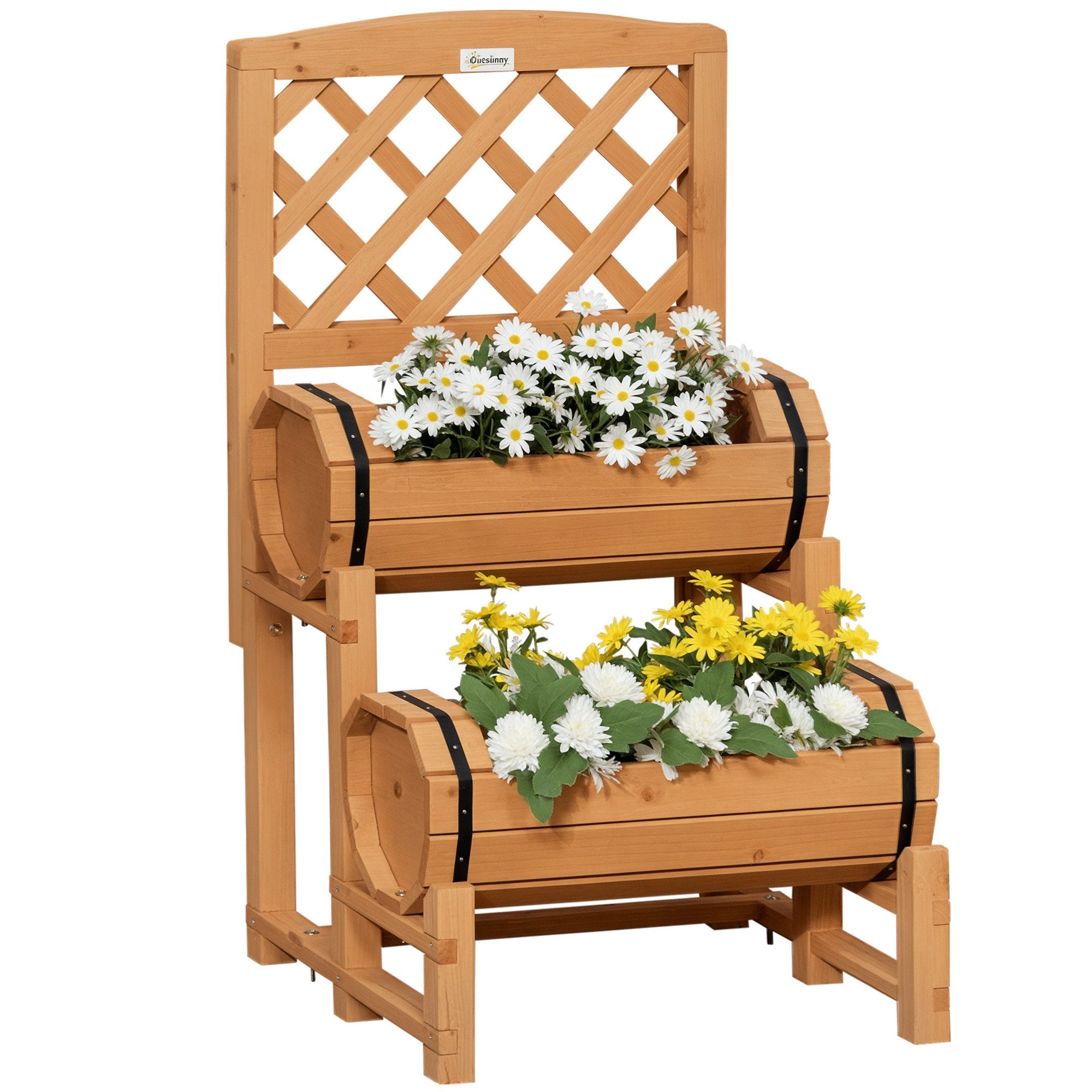 Outsunny Hochbeet Pflanzentrog, inkl. Rankhilfe, Wetterbeständig (Gartenbeet, 1 St., Blumenkasten), für Garten, Balkon, Gelb