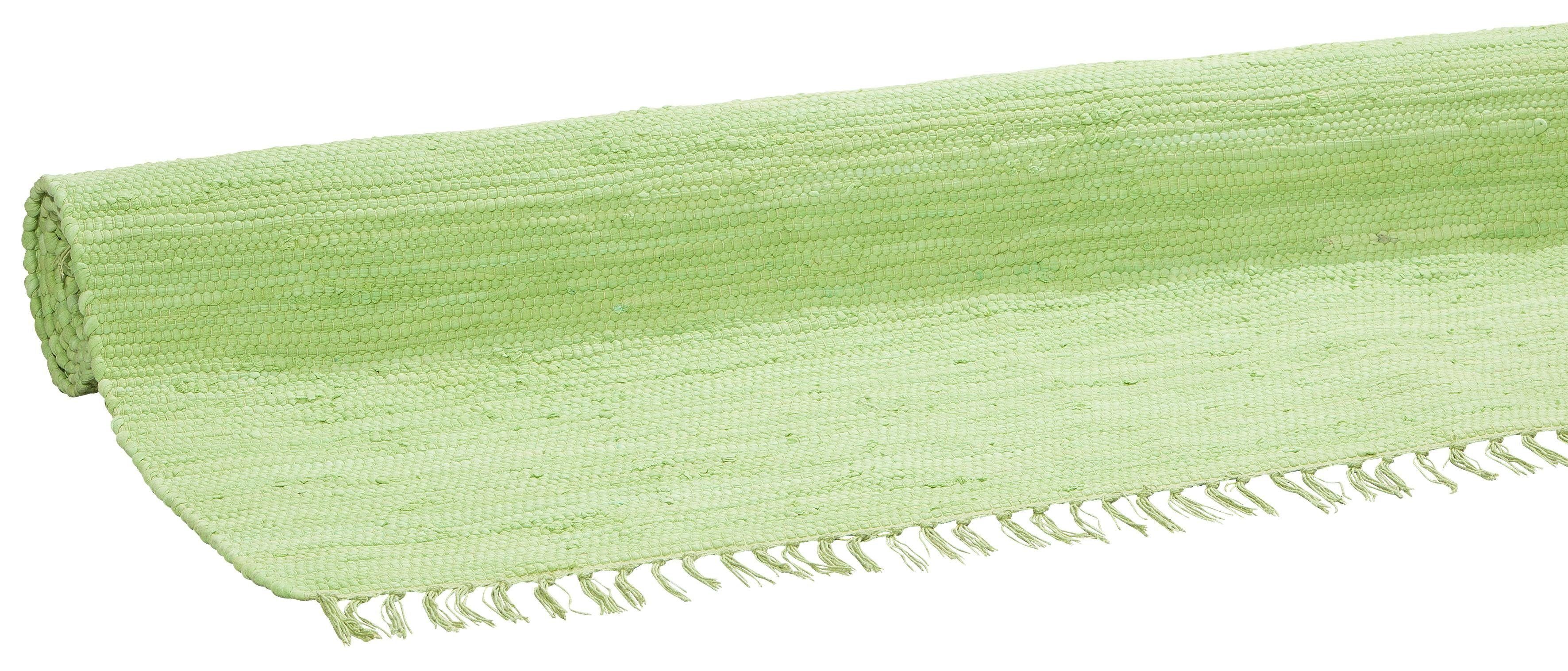 OTTO home Teppich Paul, Handwebteppich, rechteckig, Höhe: 5 mm, reine Baumwolle, Uni, handgewebt, Wendeteppich, mit Fransen, Läufer