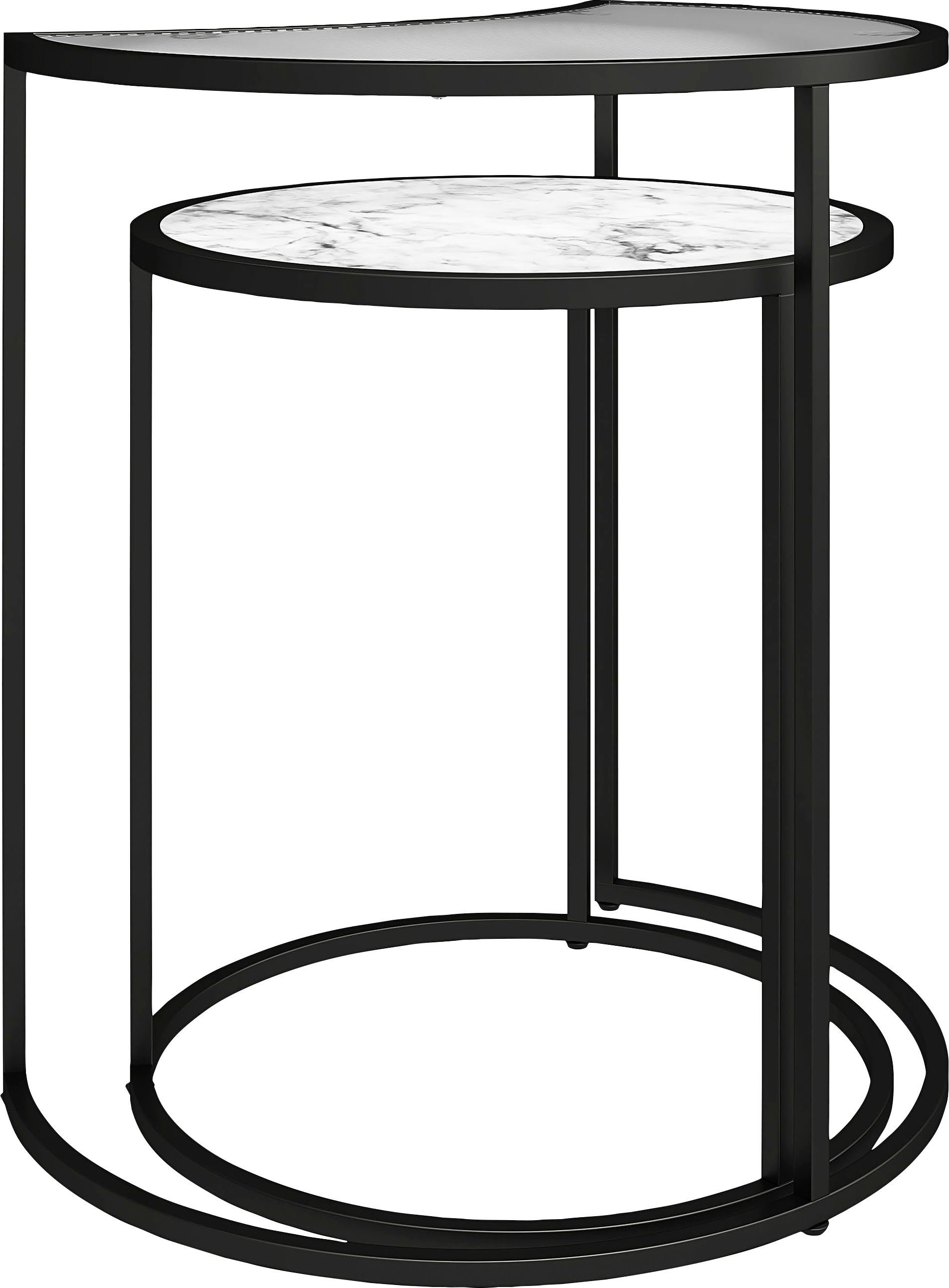 55,5 Oberfläche, Dorel aus Glas, Tischplatte Höhe Home Beistelltisch pflegeleichte (2-St), cm Moon