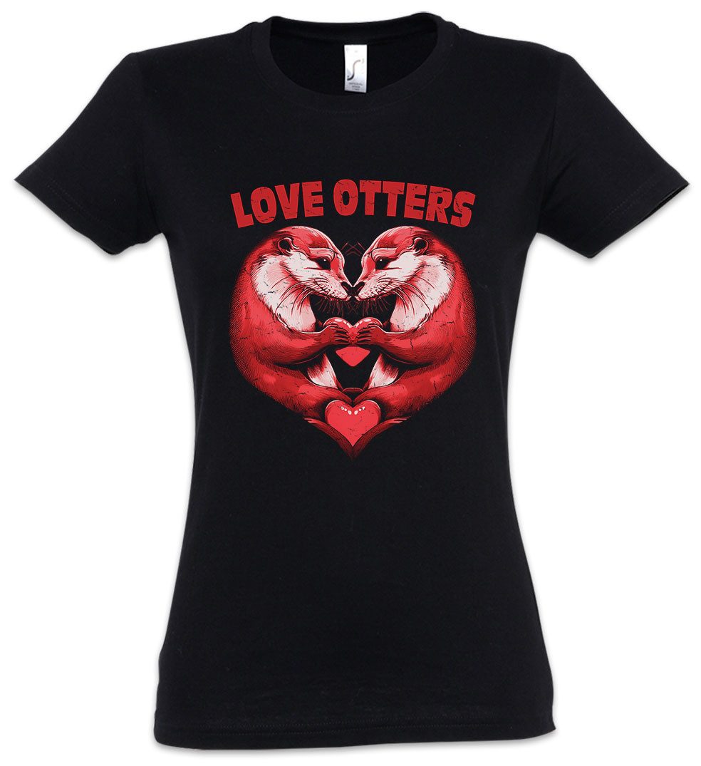 Urban Backwoods Print-Shirt Love Otters Heart Damen T-Shirt Pärchen Couple Braut Brautpaar Liebe (1-tlg) Paar Wildlife lontra Nutria