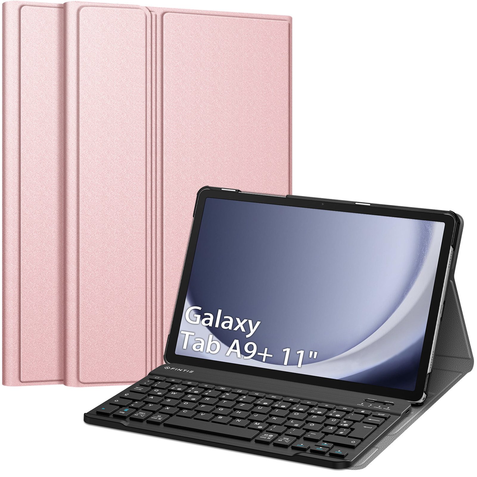 Fintie Tablet-Hülle +Tastatur für Samsung Galaxy Tab A11+ Plus 11" 2025/A9+ Plus 11'' 2023, Keyboard Cover mit Magnetisch Abnehmbarer Deutscher Bluetooth Tastatur