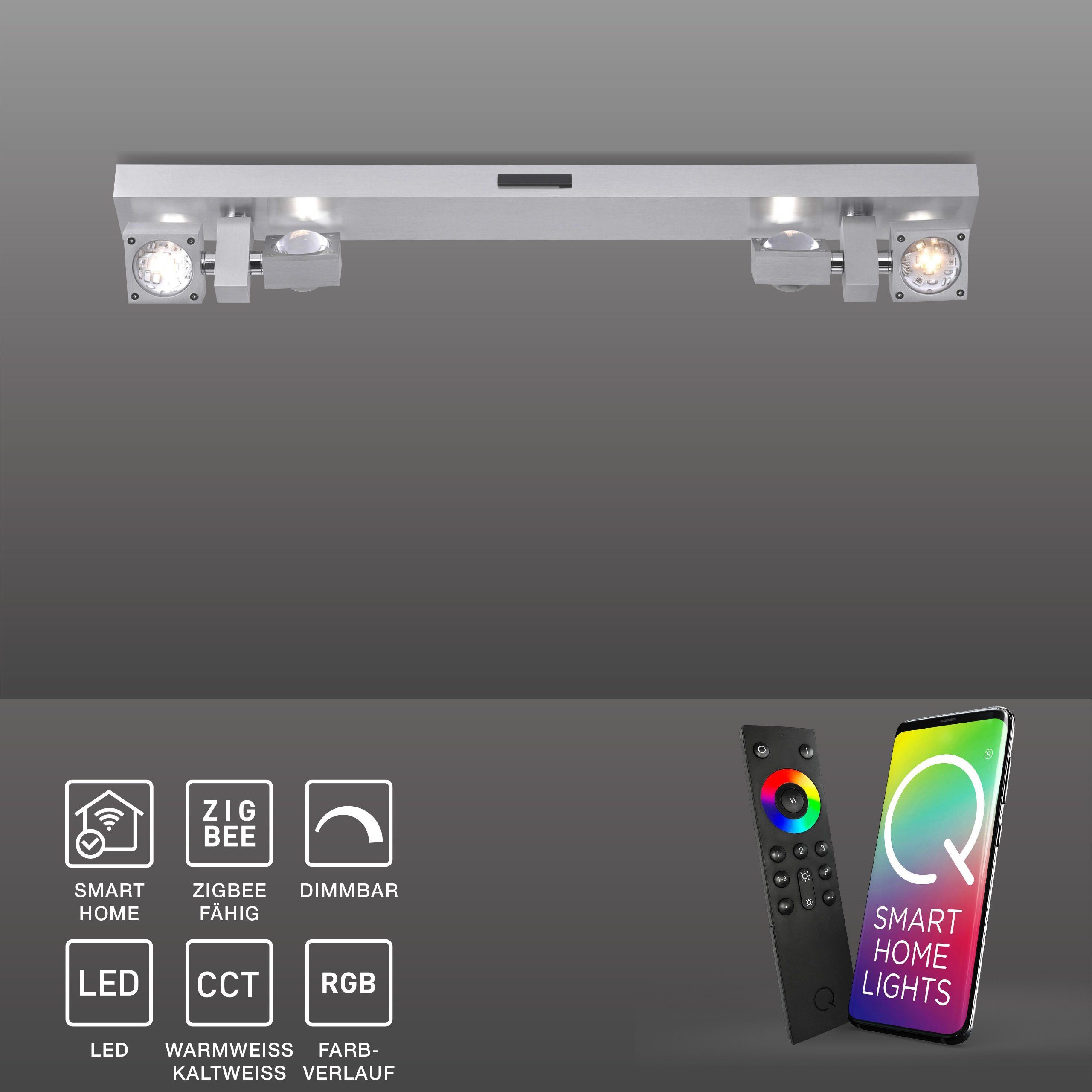 Paul Neuhaus Smarte LED-Leuchte Strahler NEMO LED Home, Home, Smart CCT CCT-Farbtemperaturregelung, RGB-Farbwechsel, Farbwechsel, Fernbedienung Spot Deckenlampe + Q Leuchtmittel, Dimmfunktion, mit Smart Memoryfunktion, dimmbar - RGB