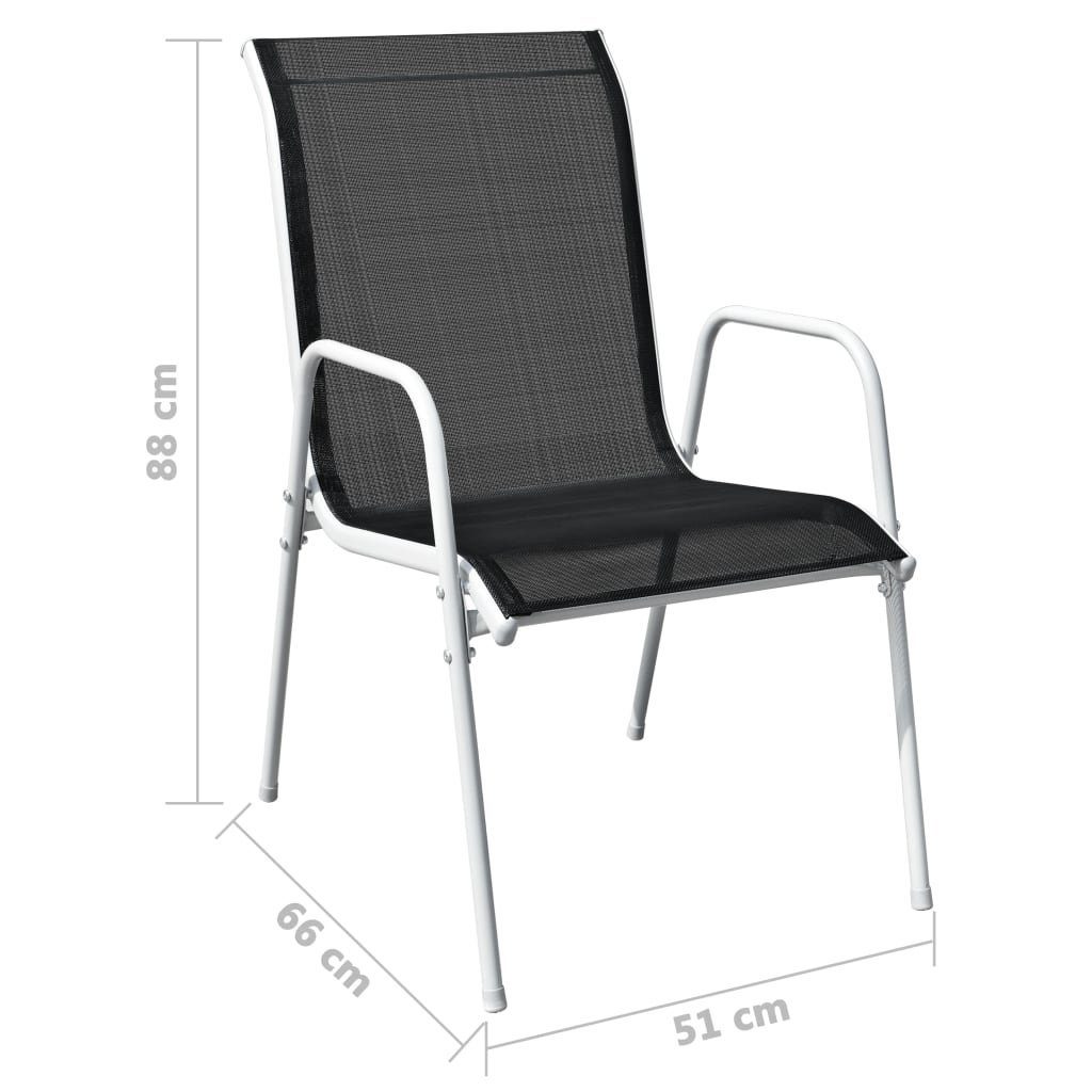 Schwarz Stk Gartenstühle und 2 vidaXL Textilene Stahl Gartenstuhl Stapelbare