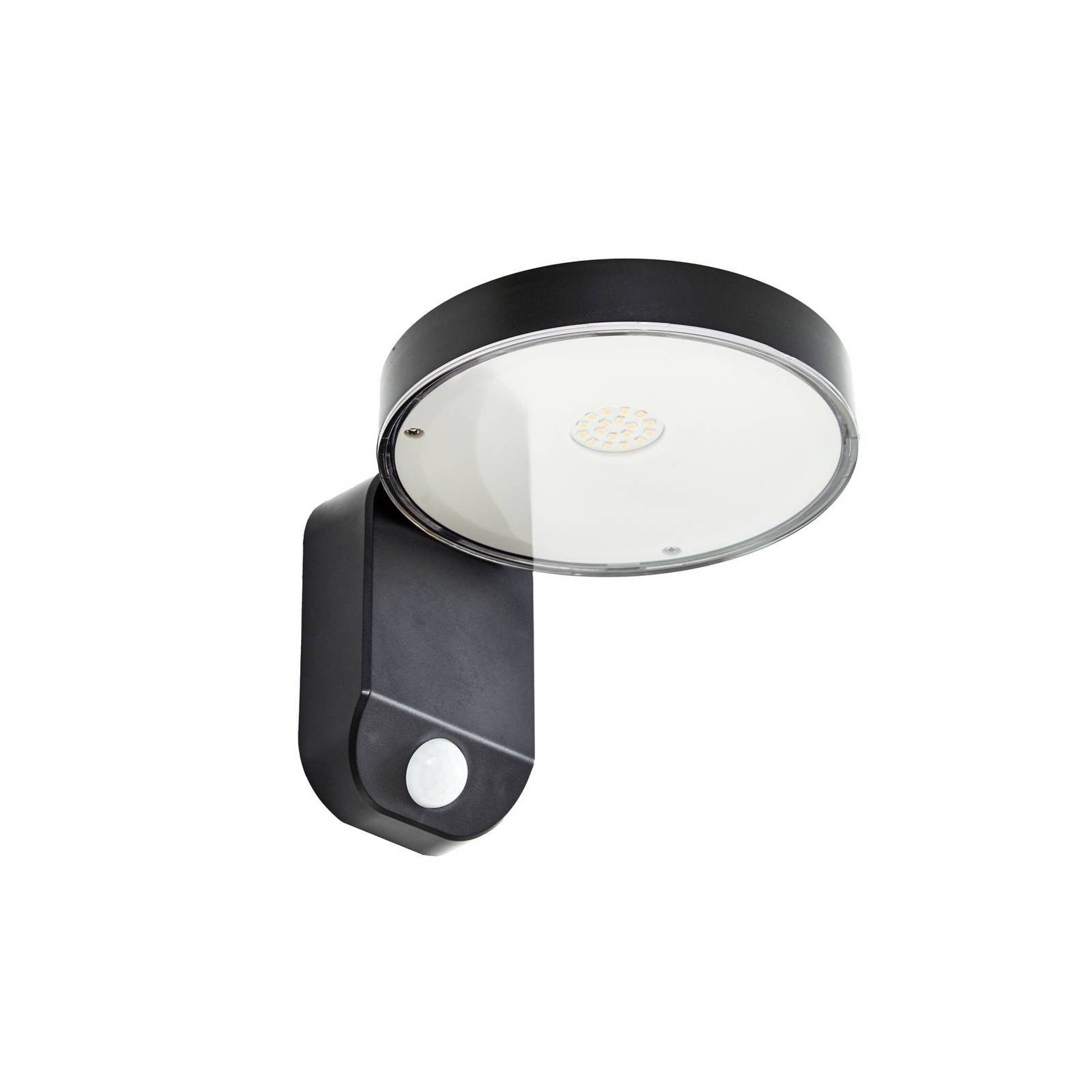 Prios Außen-Wandleuchte Tarlson, LED, Kunststoff Schwarz warmweiß IP44mit Bewegungsmelder, LED 3,8 W gesamt, warmweiß