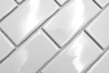 Mosani Mosaikfliesen Keramik Mosaikfliese Metro Verbund uni weiß glänzend