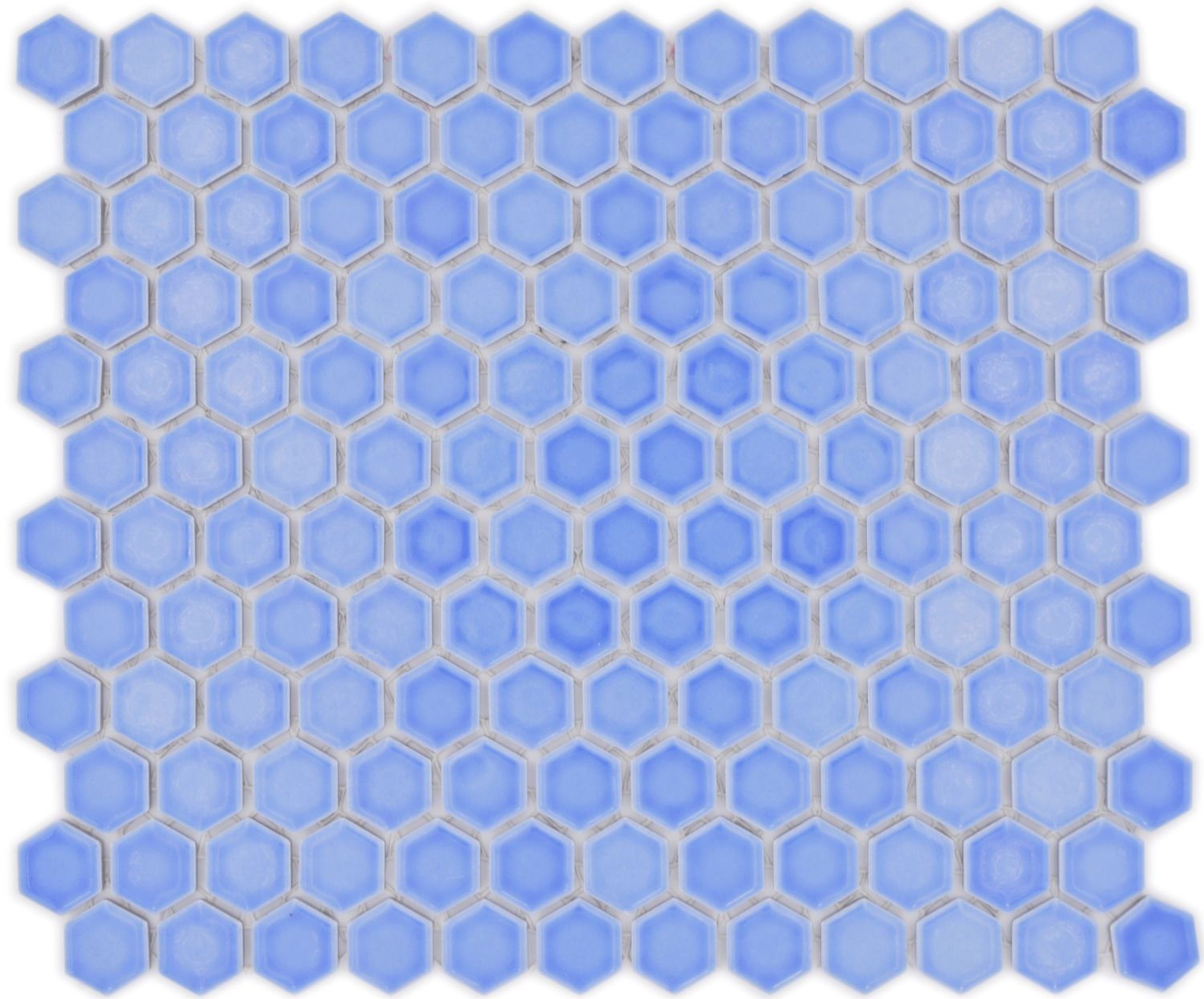 Mosani Mosaikfliesen Hexagonale Sechseck Mosaik Fliese Keramik mini blau