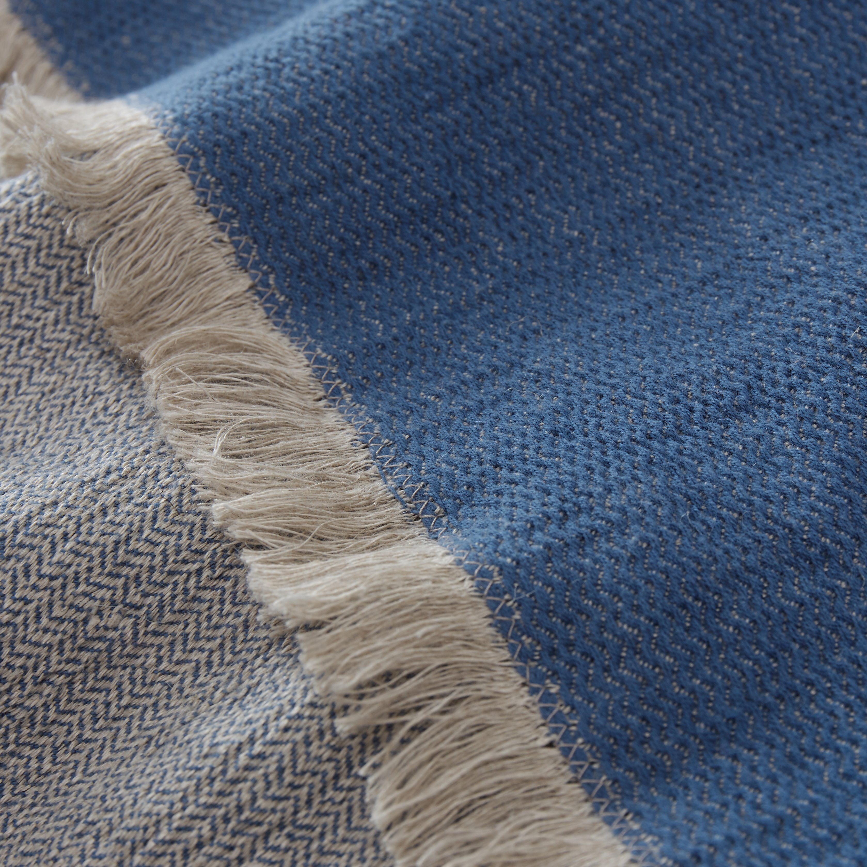 Leinen - Decke Jeansblau Wendedecke cm, - - Wohndecke Urbanara, 50% 50% Alkas Steingrau Baumwolle aus & & 130x160
