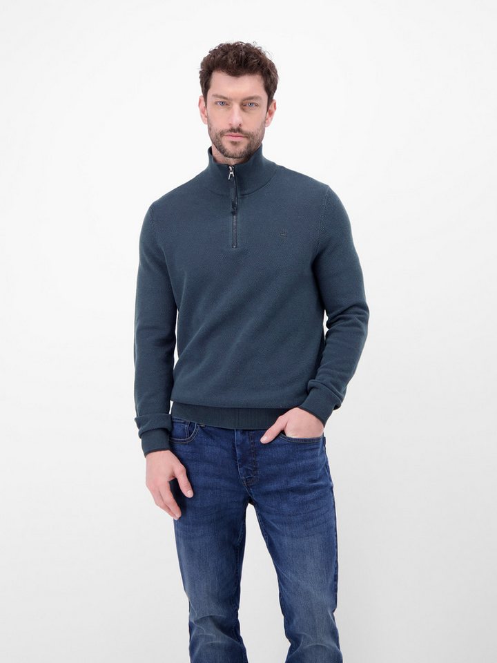 LERROS Sweatshirt Troyer in Strukturqualität Herrensweatshirt aus 100% Baumwolle & Troyer-Kragen mit Reißverschluss