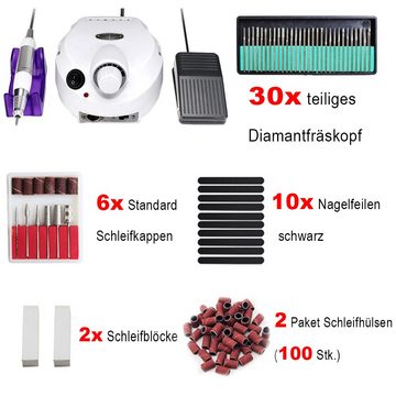 Clanmacy Maniküre-Pediküre-Set Elektrische Nagelfräser Nagelfeile Fußpflegegerät 30000U/min Maniküre