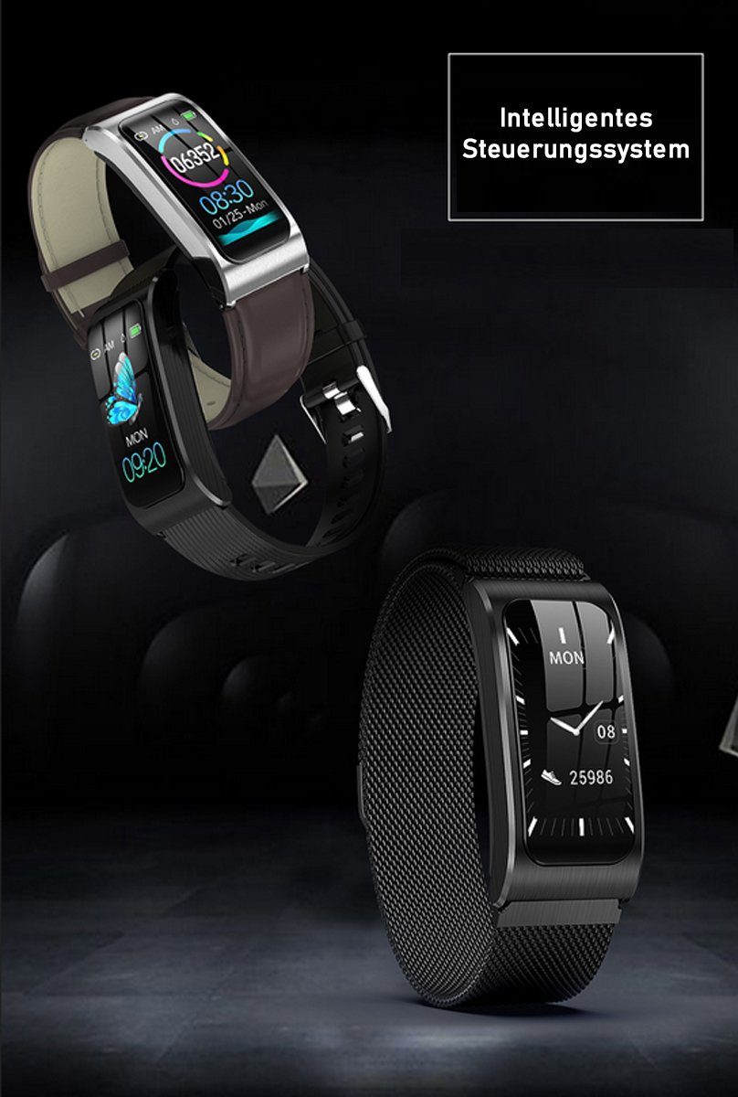 TPFNet SW36 mit Milanaise Armband - individuelles Display Smartwatch  (Android), Armbanduhr mit Musiksteuerung, Herzfrequenz, Schrittzähler,  Kalorien, Sportmodus etc. - Fitness-Tracker Rosegold