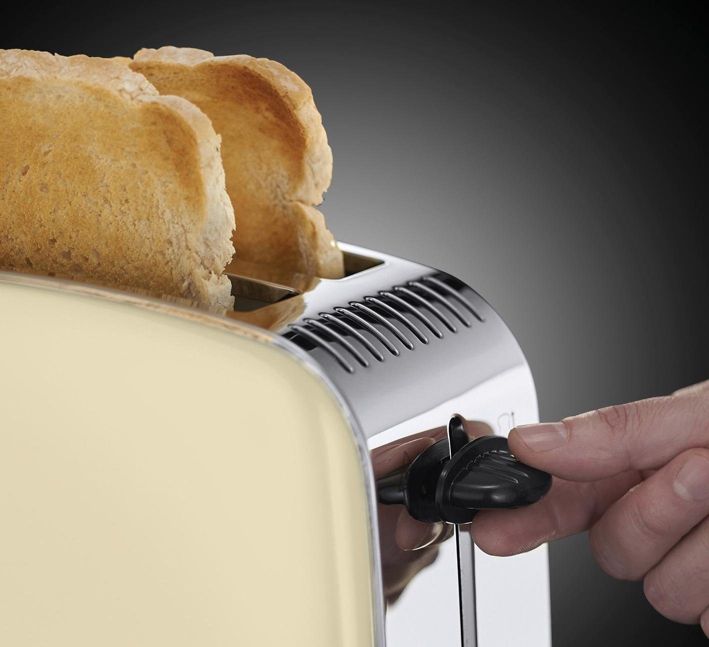 23334-56, 2 1670 Toaster Schlitze, Cream W Classic kurze Plus+ RUSSELL HOBBS Colours