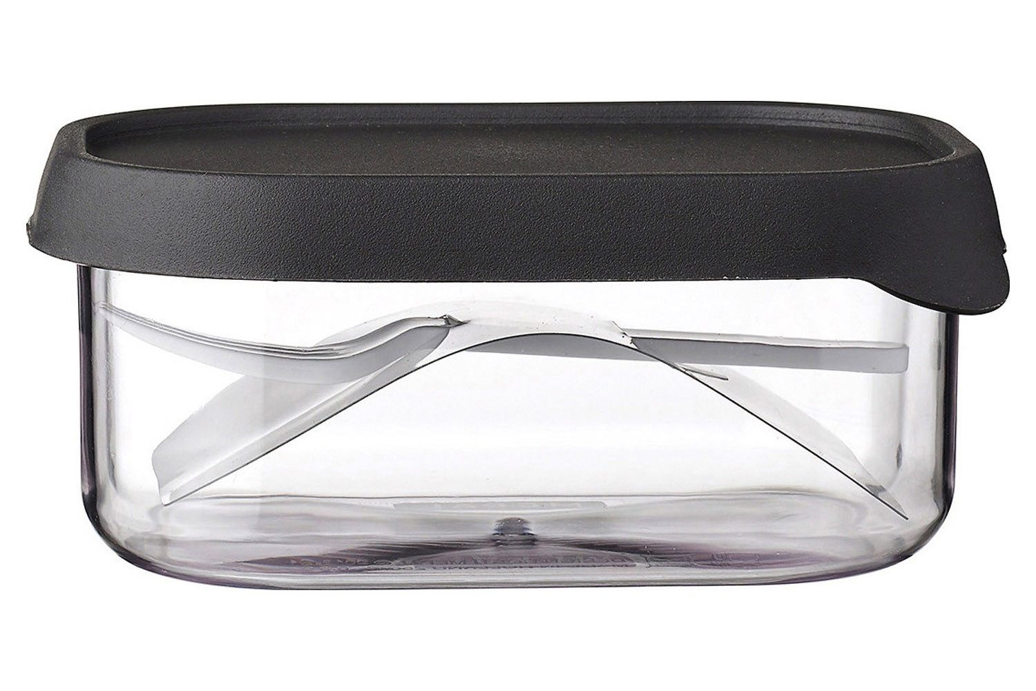 Mepal Lunchbox Fruchtbox ELLIPSE, 250 ml, Schwarz, Transparent, Kunststoff, inkl. Gabel, Spülmaschinengeeignet, B 11,3 x H 5 x T 8 cm