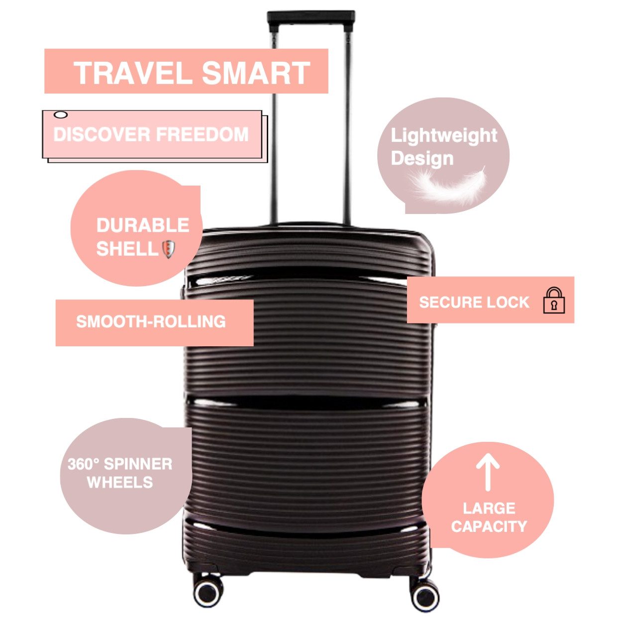 Super Solu Hartschalen-Trolley 28 Zoll / 76cm Hartschalenkoffer aus PP-Kunststoff, Reisekoffer, 4 Rollen