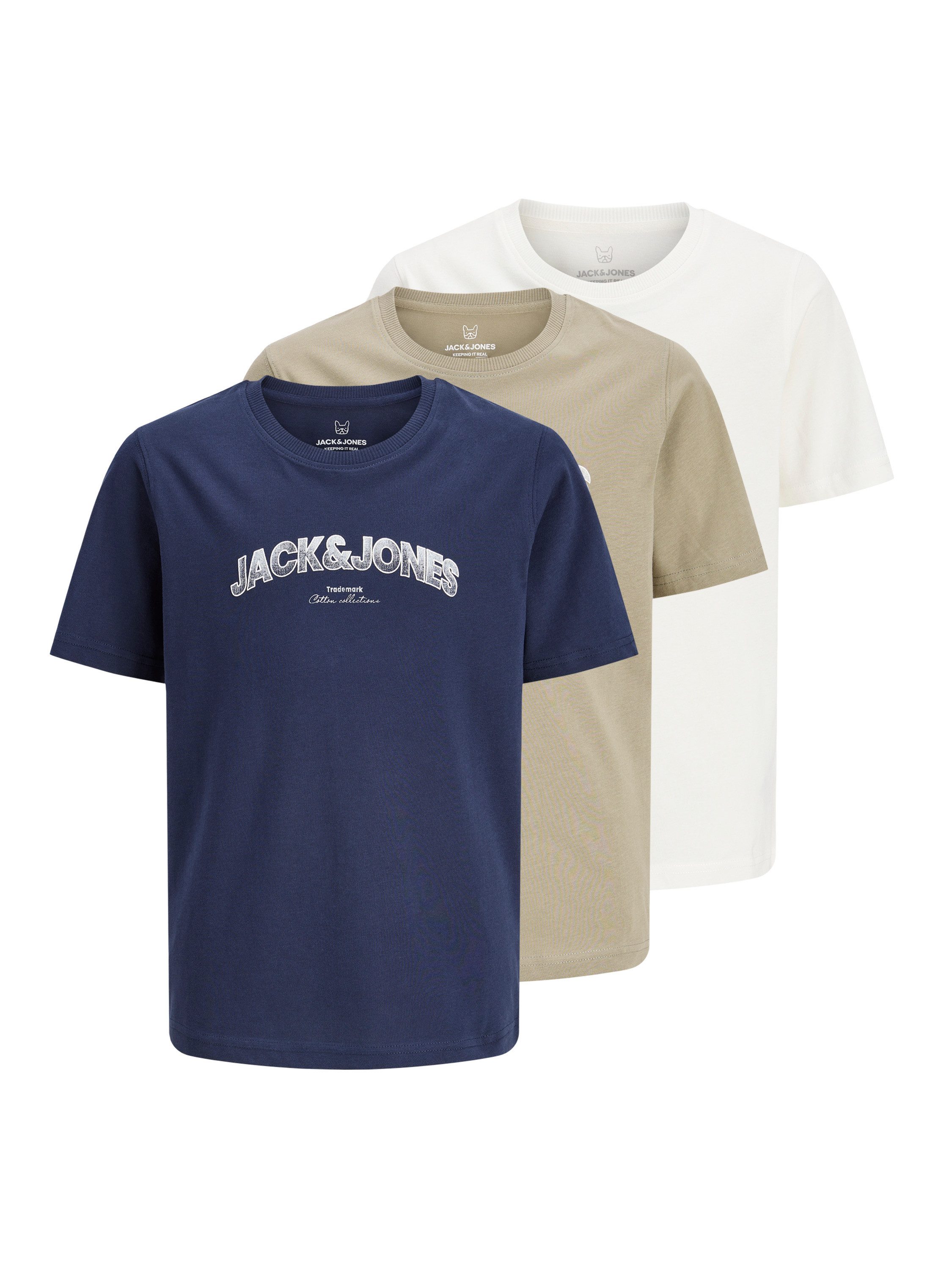 Jack & Jones Junior Rundhalsshirt JJAVERY TEE SS CREW NECK 3PK MP JNR (Packung, 3-tlg) Baumwolle, regular fit