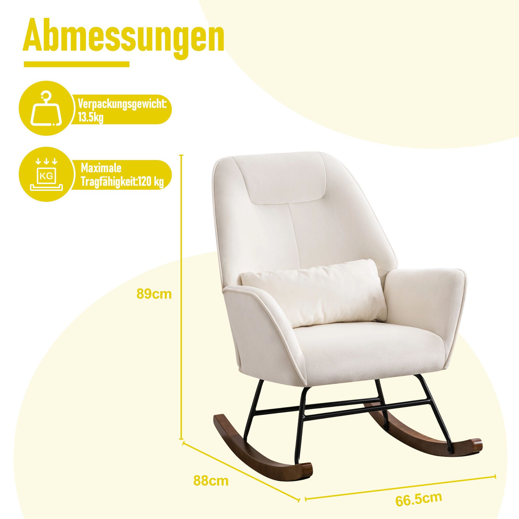 HomeMiYN Schaukelstuhl Schaukelstuhl Wohnzimmer Samt Schaukelsessel Lendenkissen Relaxsessel, samt,Stillsessel
