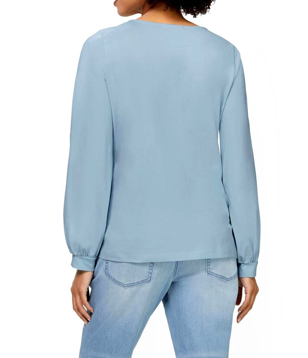 hellblau Damen TESINI heine Rundhalsshirt Designer-2-in-1-Spitzen-Jerseyshirt, LINEA