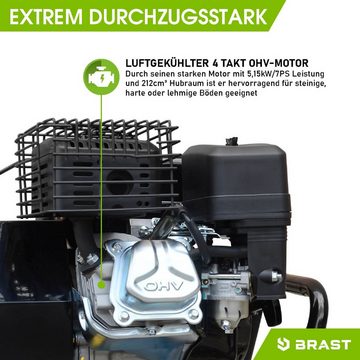 BRAST Benzinmotorhacke Ackerfräse 5,15kW(7PS) Selbstantrieb Gartenfräse TÜV geprüft, 50,00 cm Arbeitsbreite