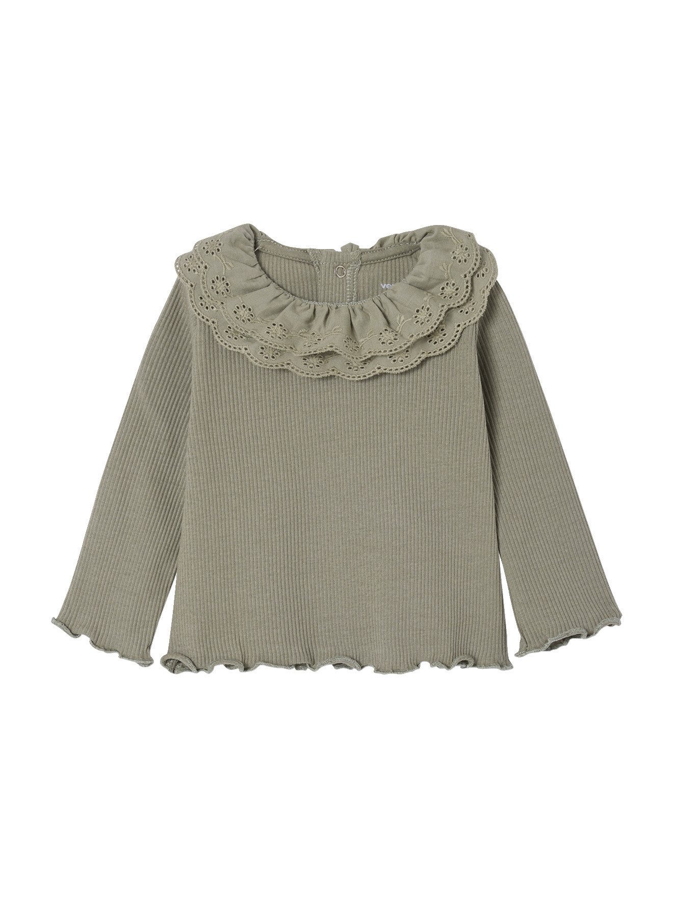Langarmshirt Baby Shirt Kragen mit Stickerei
