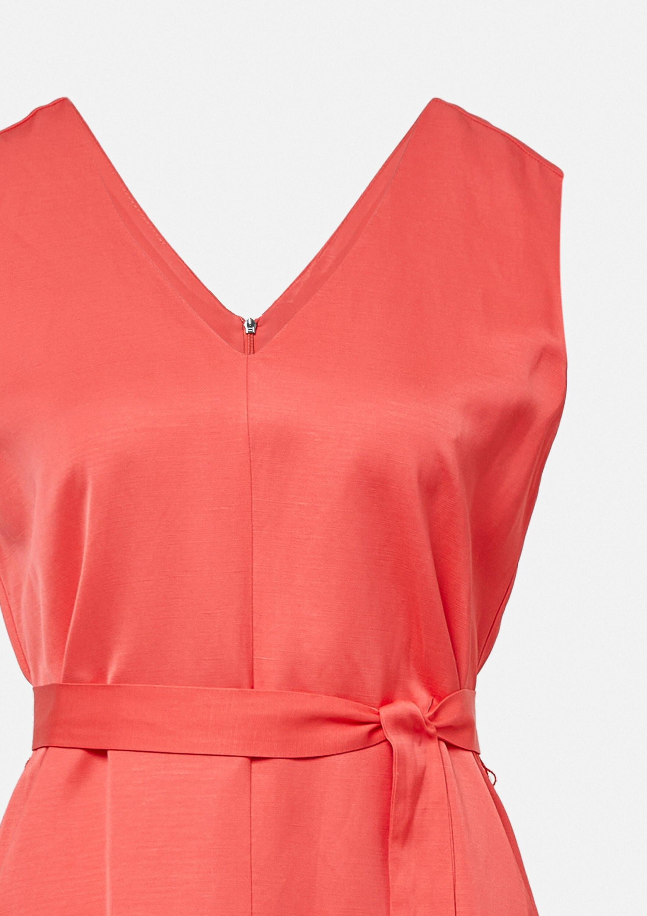 comma Midikleid Kleid Satiniertes Leinenmix-Kleid in Midilänge