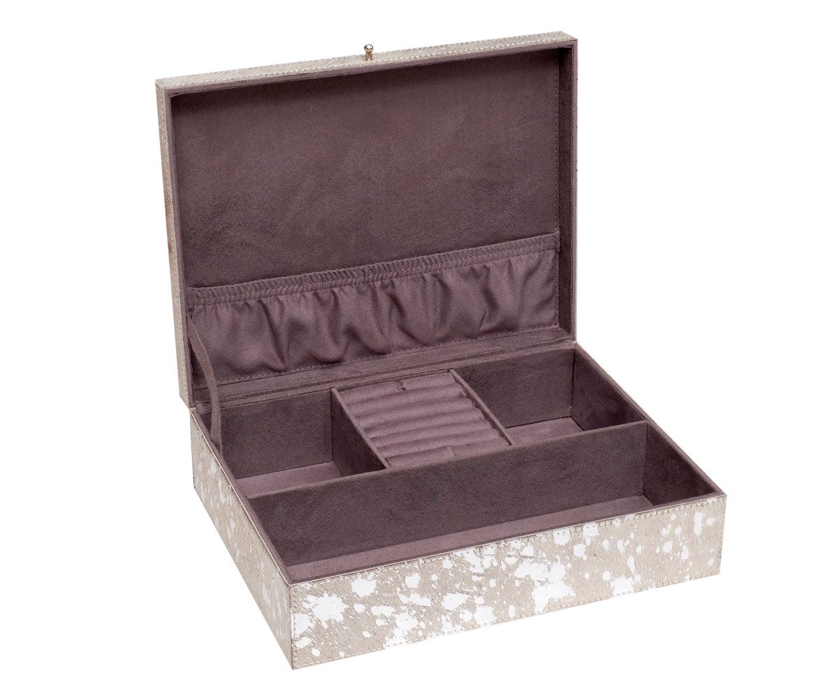 Brillibrum Schmucketui Schmuck Organizer Leder Kuhfell Schmuckschatulle Ringe Ketten Uhren