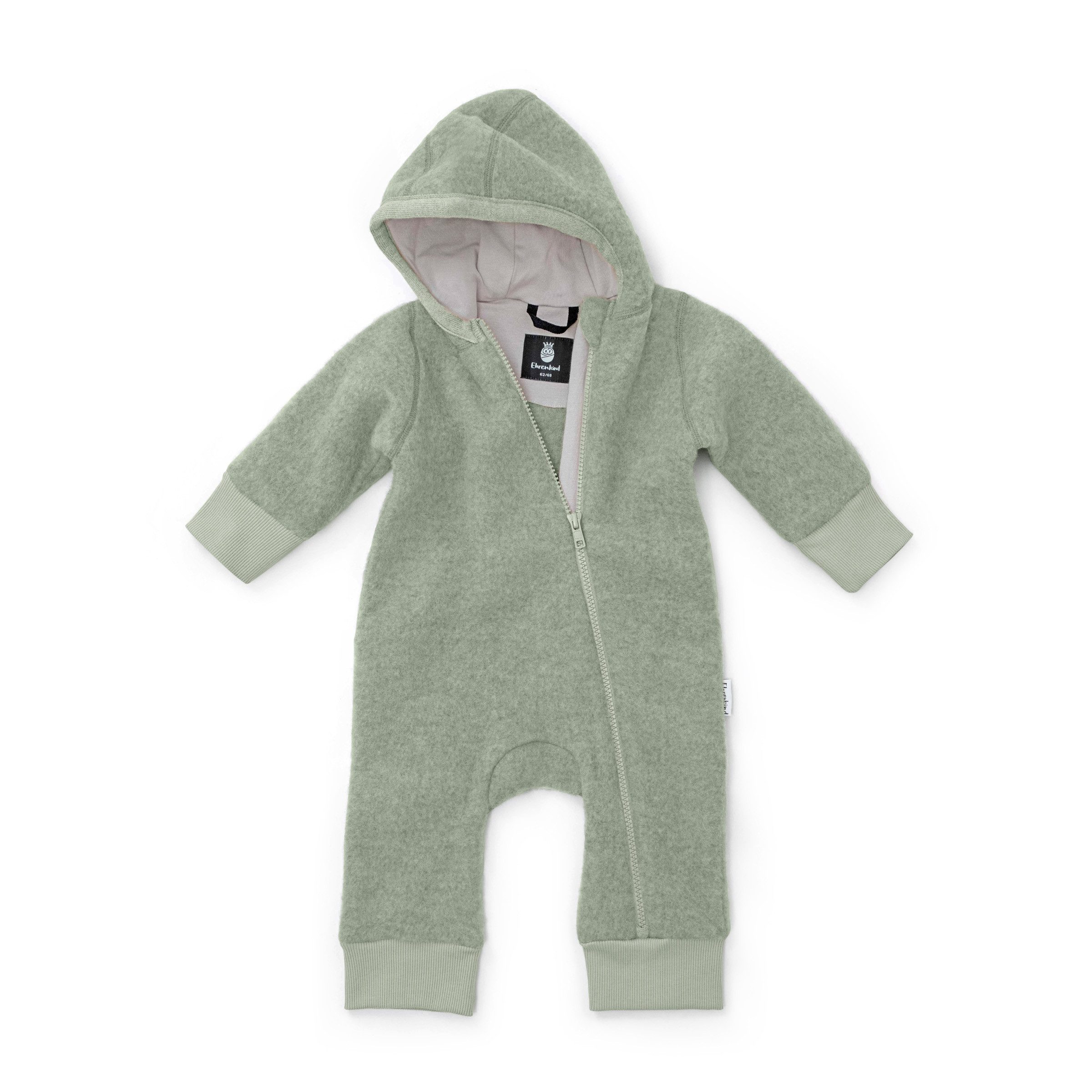 Ehrenkind Fleeceoverall mit Kapuze, Wollfleece aus feinster Merinowolle (100% Bio-Merinowolle, Atmungsaktiv & temperaturausgleichend) Wollfleece-Overall