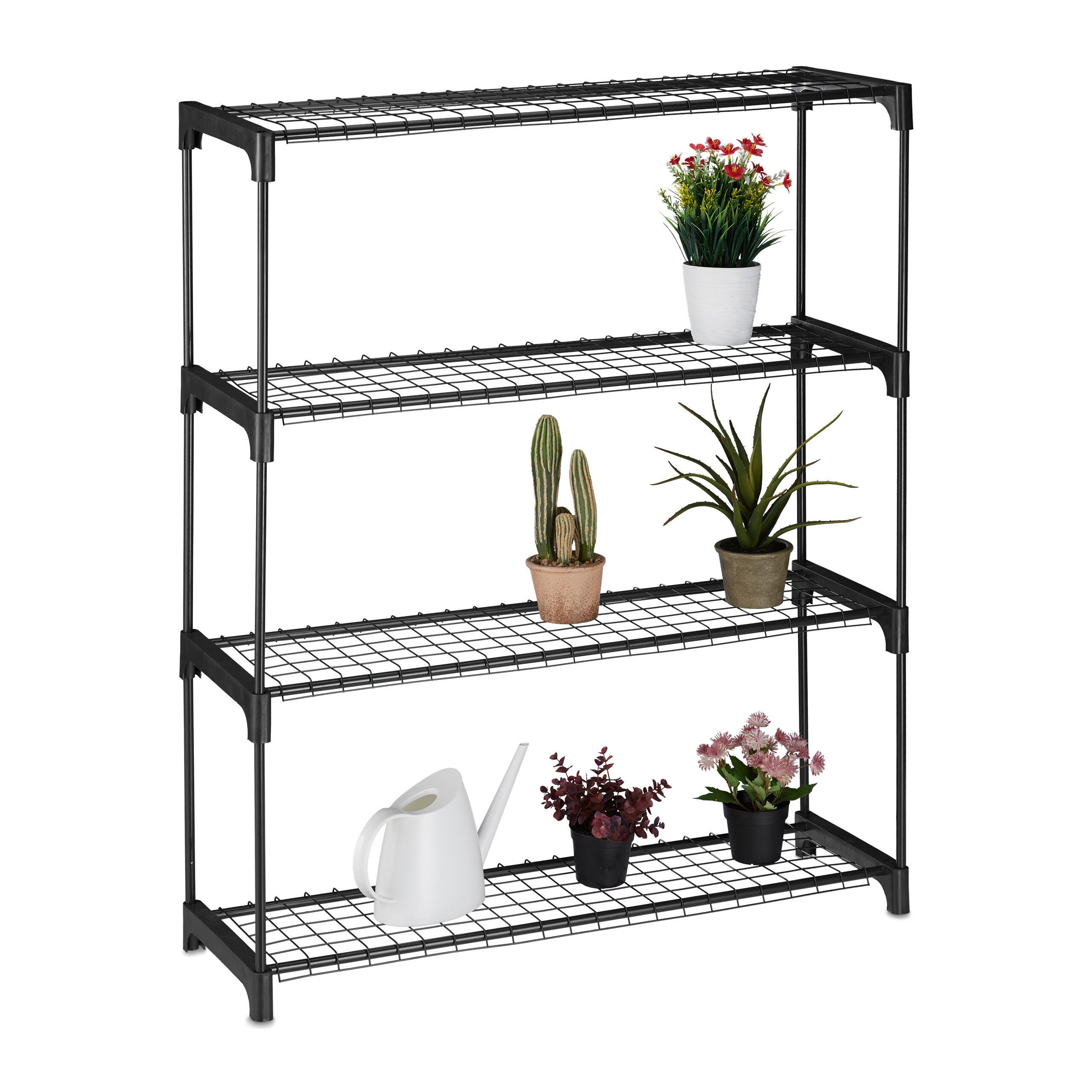 relaxdays Blumenständer Pflanzenregal mit 4 Ablagen (4 St)